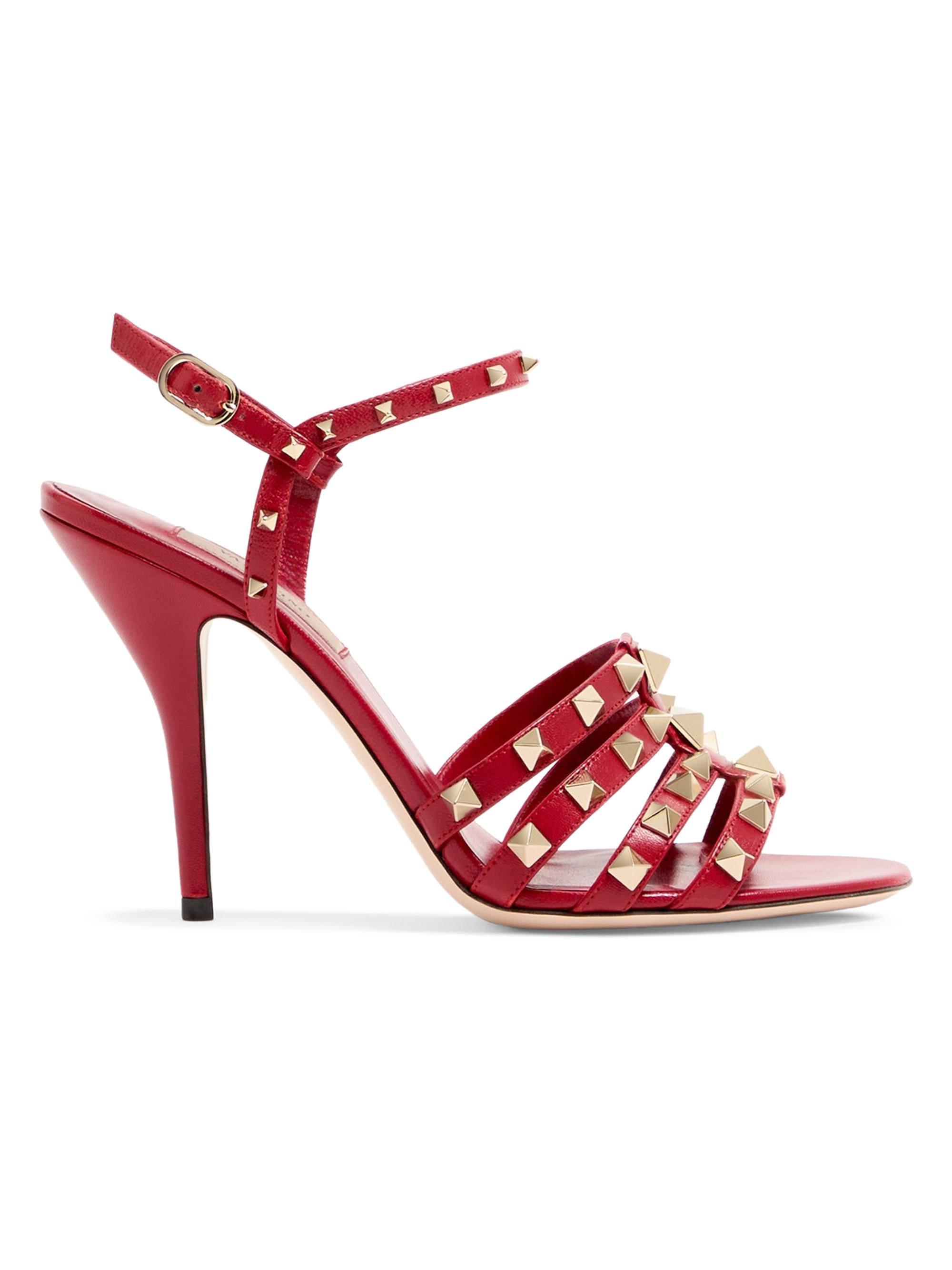 Valentino Garavani Women's Rockstud 100MM Kidskin Sandals - Red