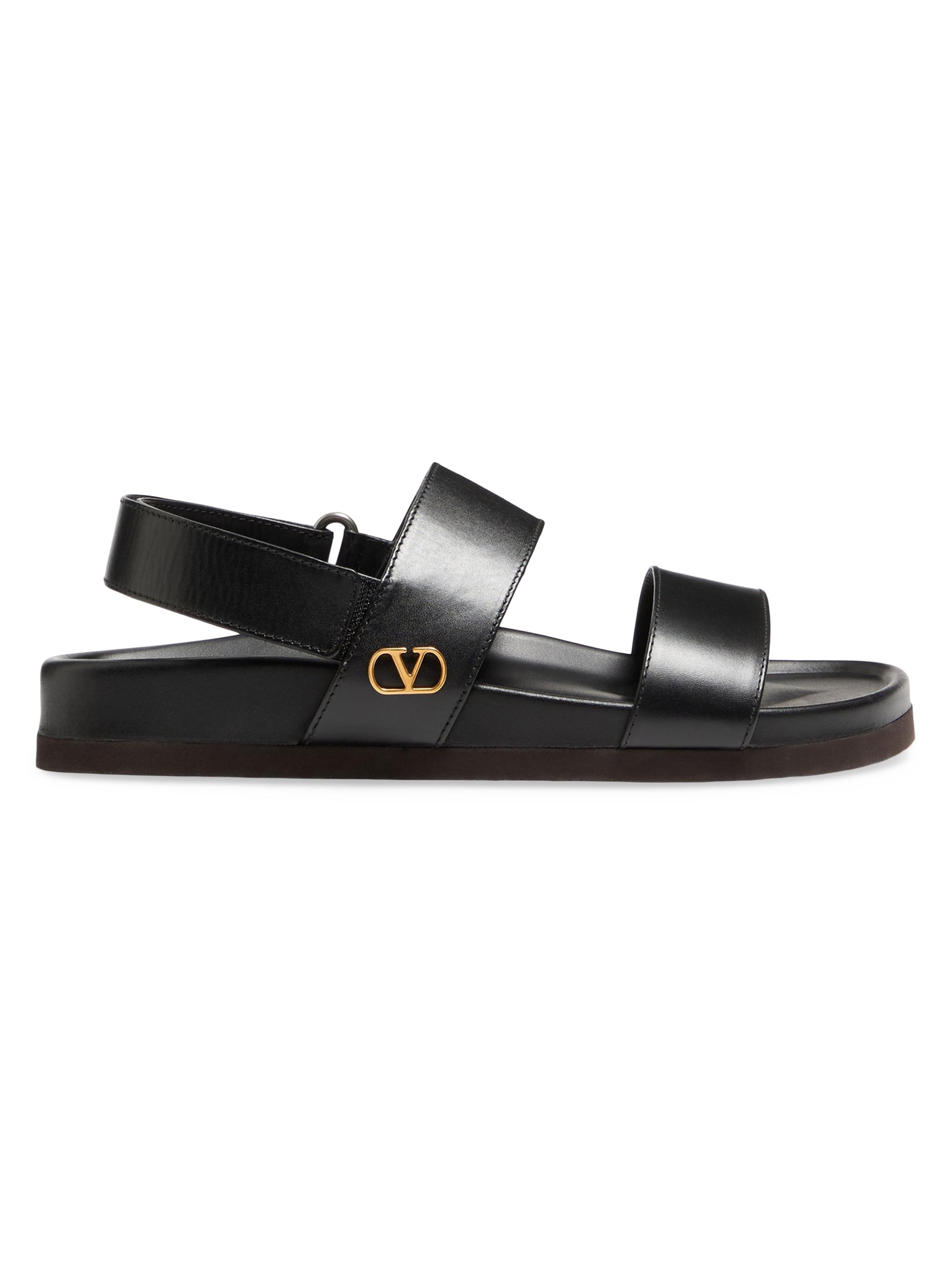 Valentino Garavani Men's Studshield Calfskin Sandals - Black