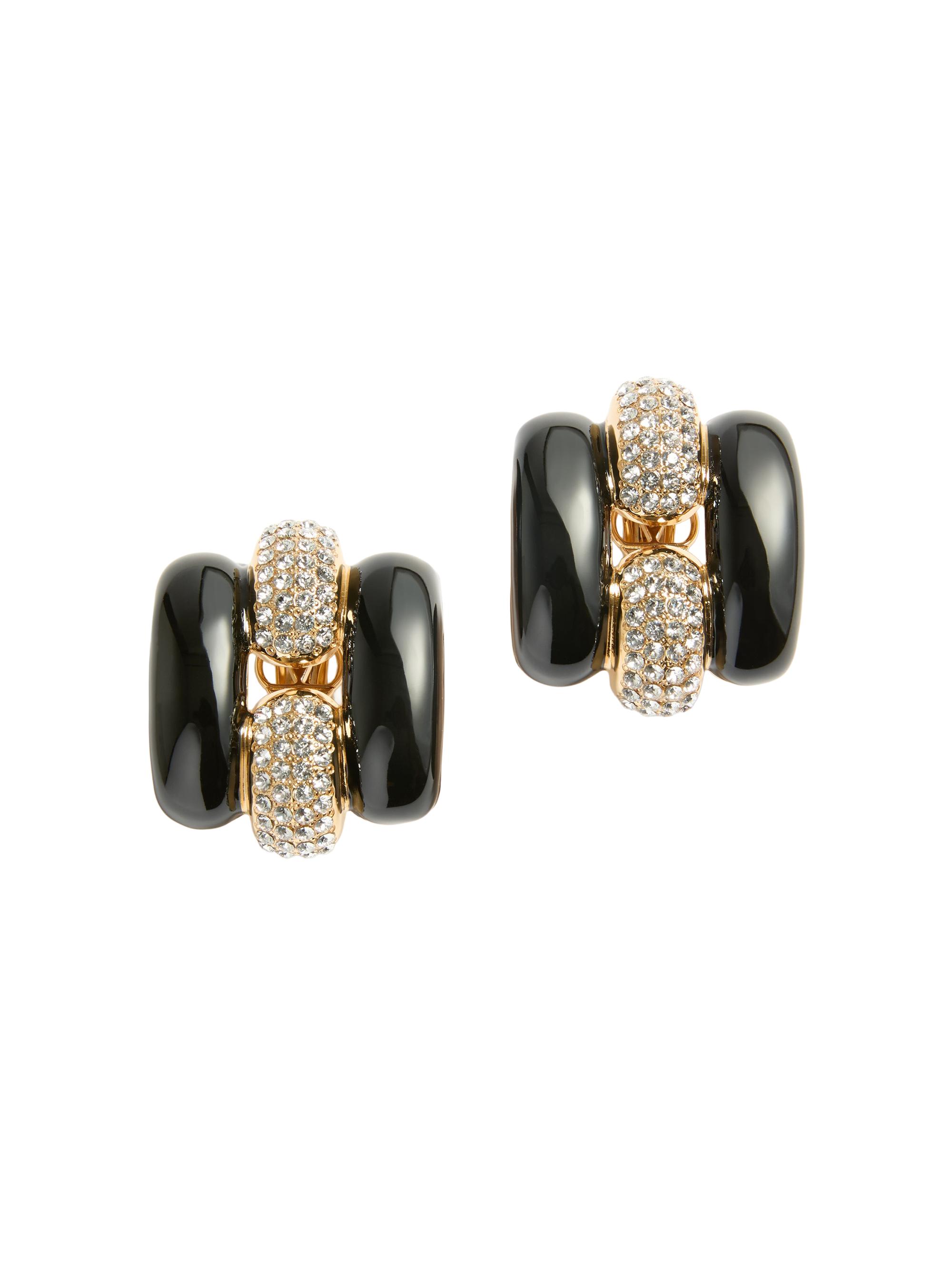 Valentino Garavani Women's Pas Plus Metal, Enamel and Swarovski Crystal Earrings - Black Gold