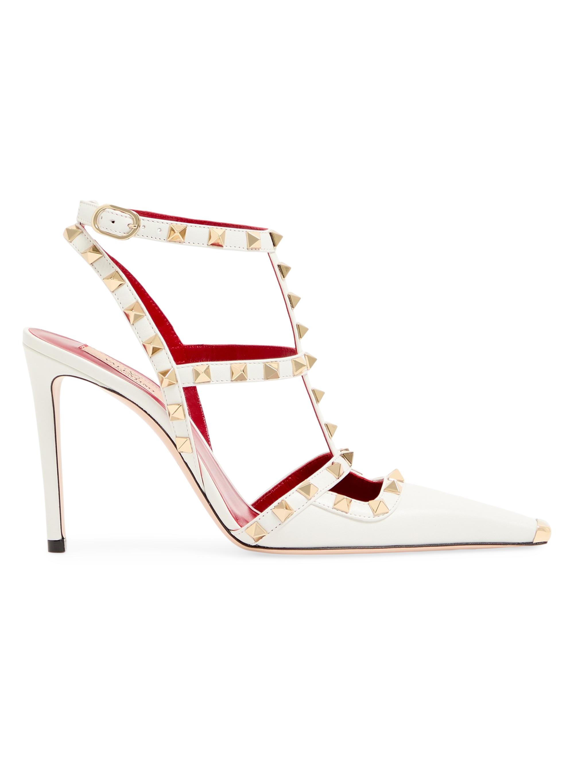 Valentino Garavani Women's Rockstud 100MM Kidskin Pumps - White