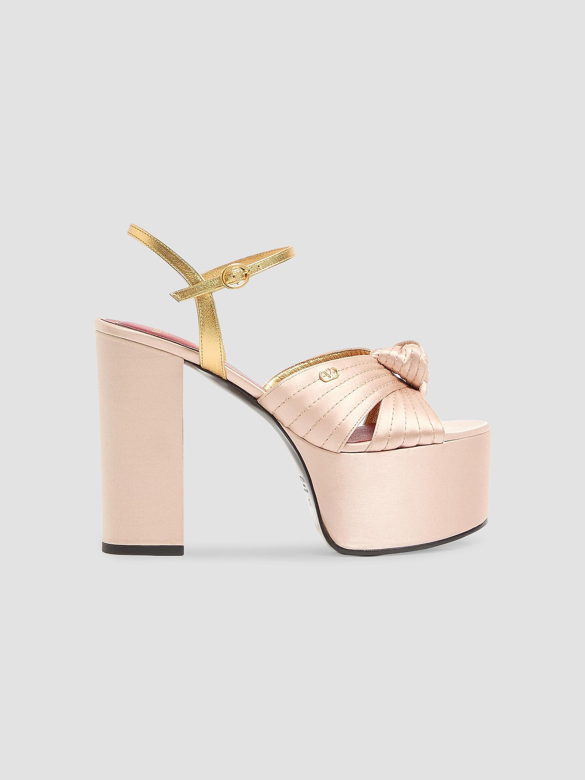 Valentino Garavani Women's Sandals with 5MM Crasher Platform in Satin - Skin Crystal | Thumbnail 7