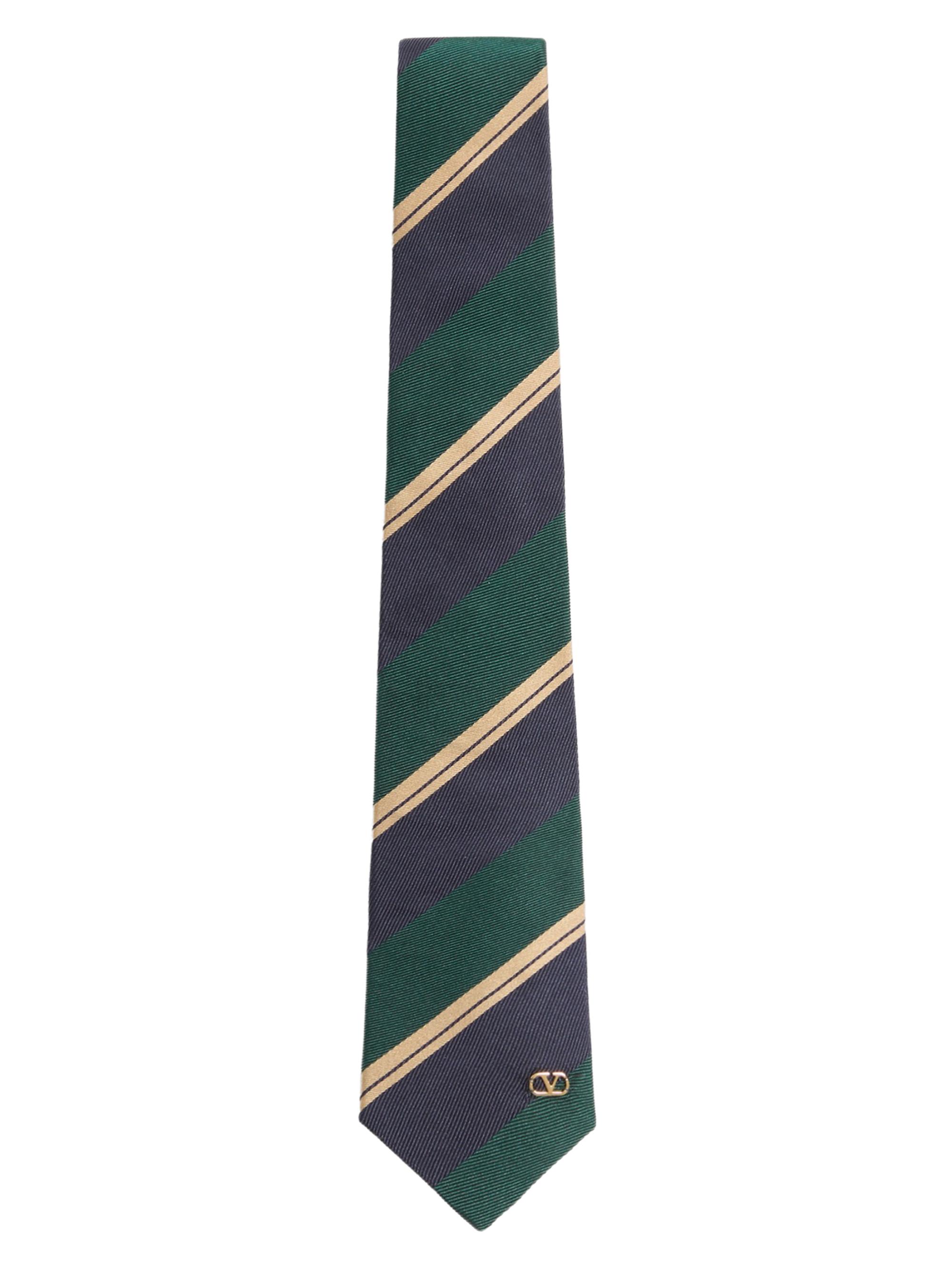 Valentino Garavani Men's Jacquard Regimental Silk Tie - Green Blue | Thumbnail 4