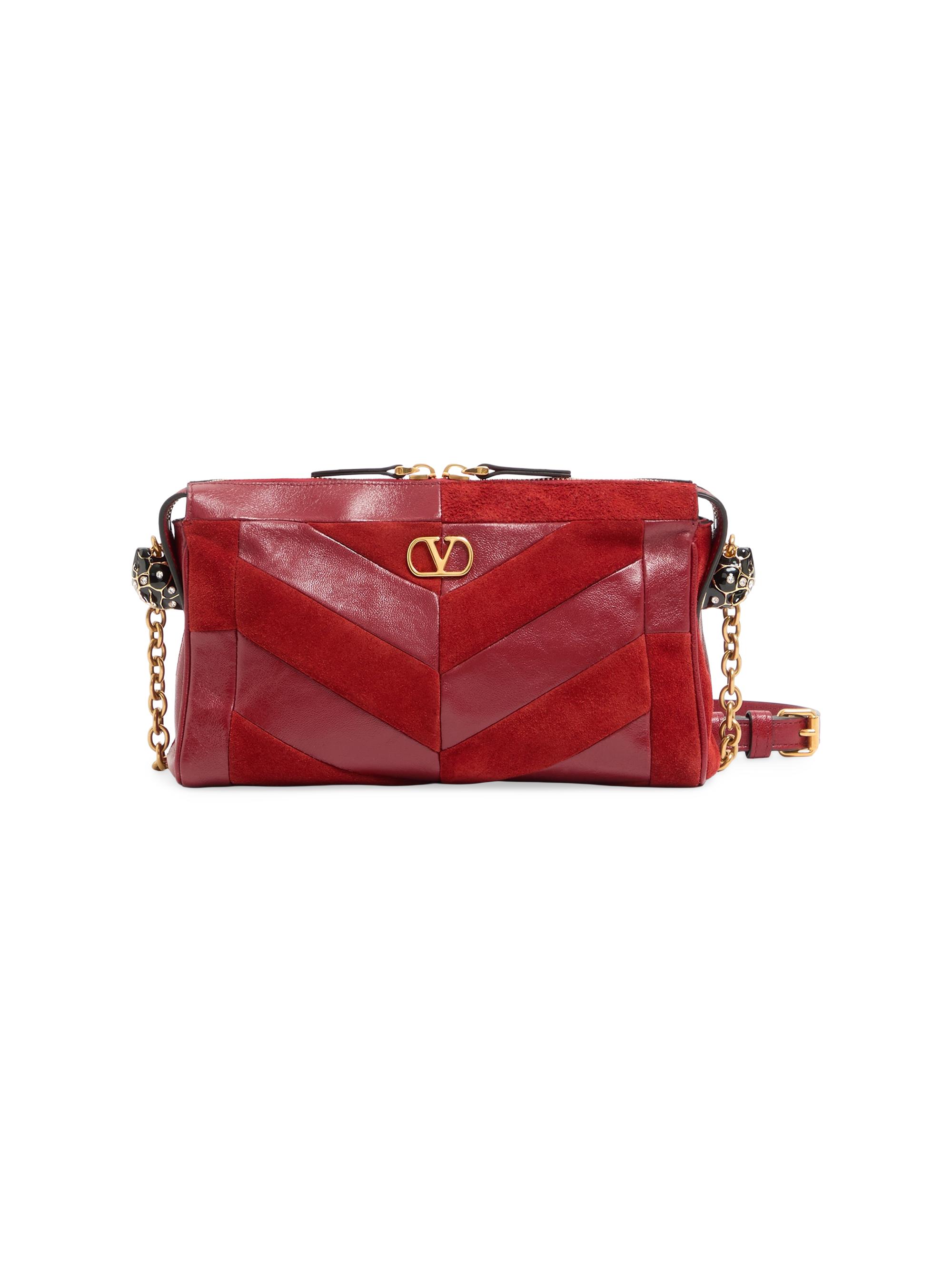 Valentino Garavani Women's Panthea  Shoulder Bag in Suede and Nappa - Red