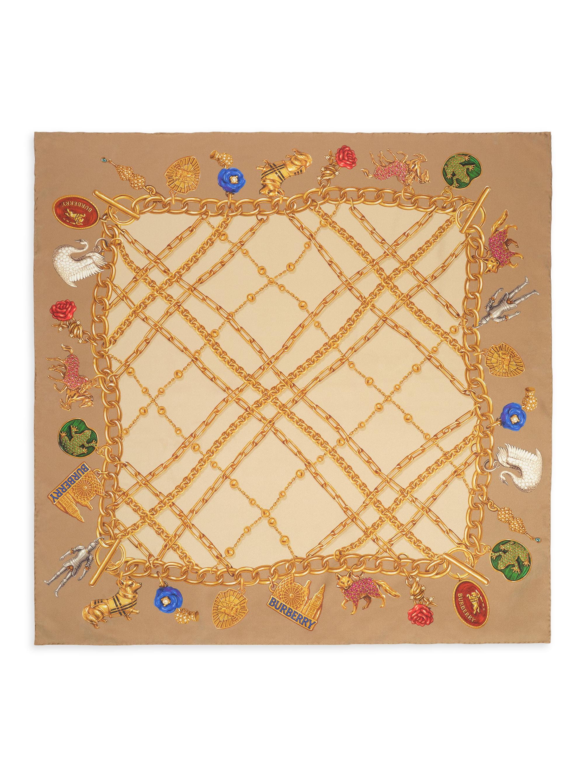 Burberry Women's Check Charm Silk Scarf - Finch Beige