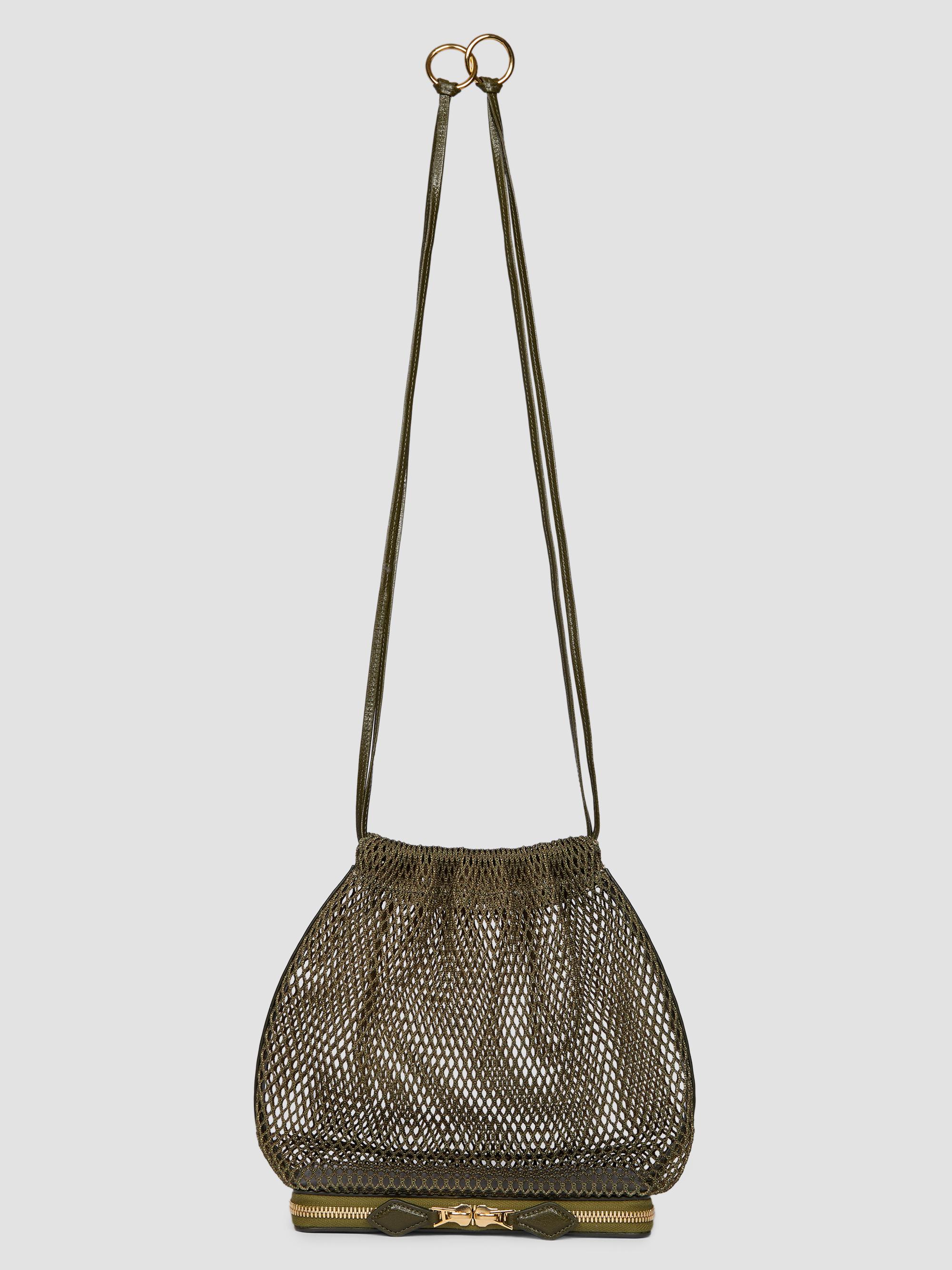 ALAIA Women's Fishnet Bucket Bag - Camouflage Green | Thumbnail 7