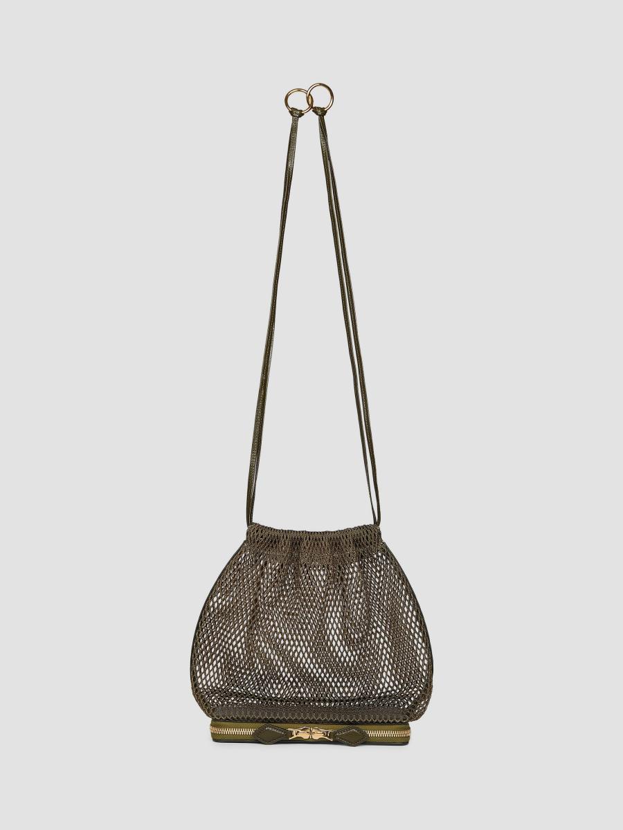 Alaïa Women's Fishnet Bucket Bag In Green