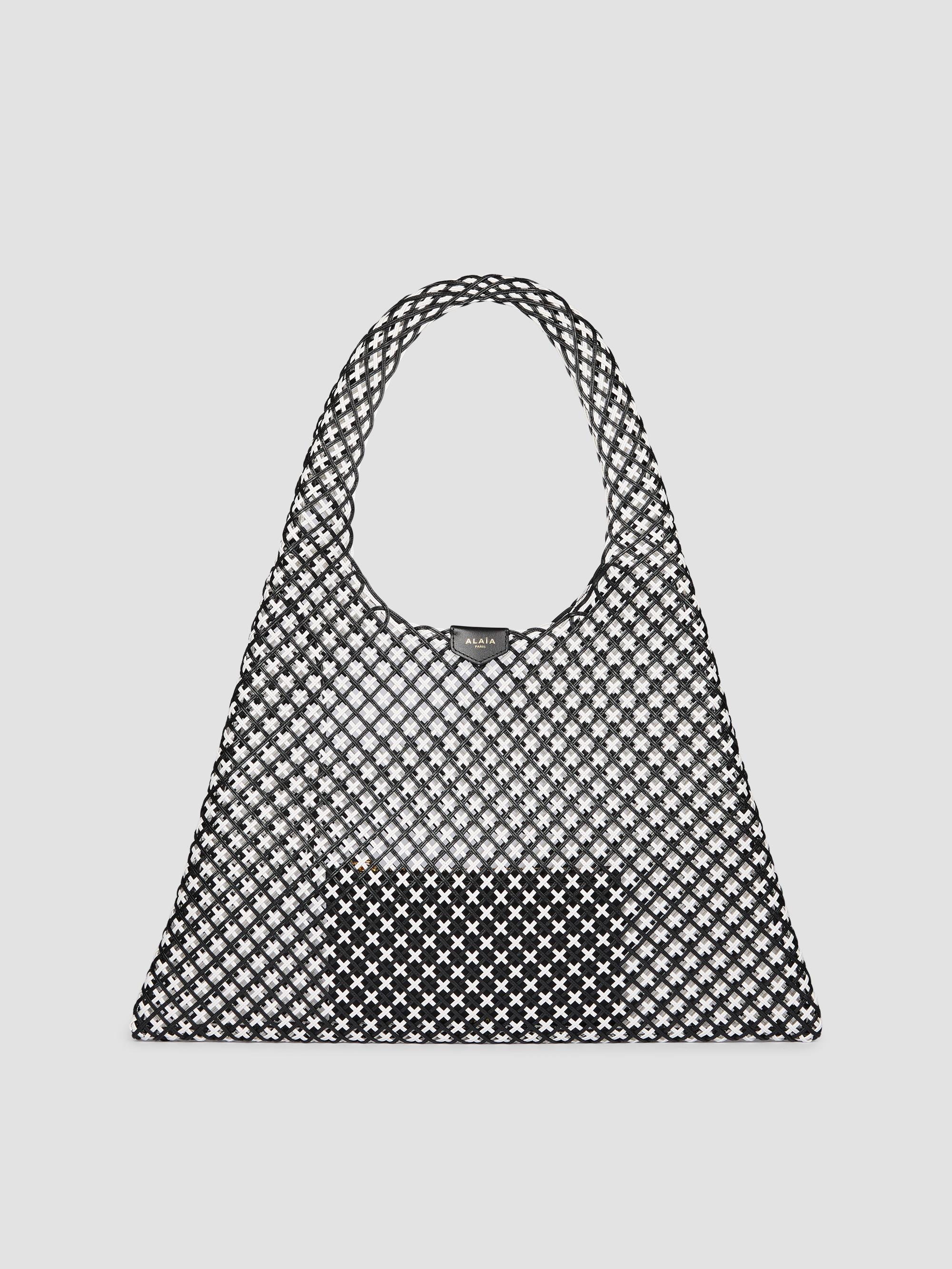 ALAIA Women's One Piece Leather Hobo Bag - Black White | Thumbnail 7