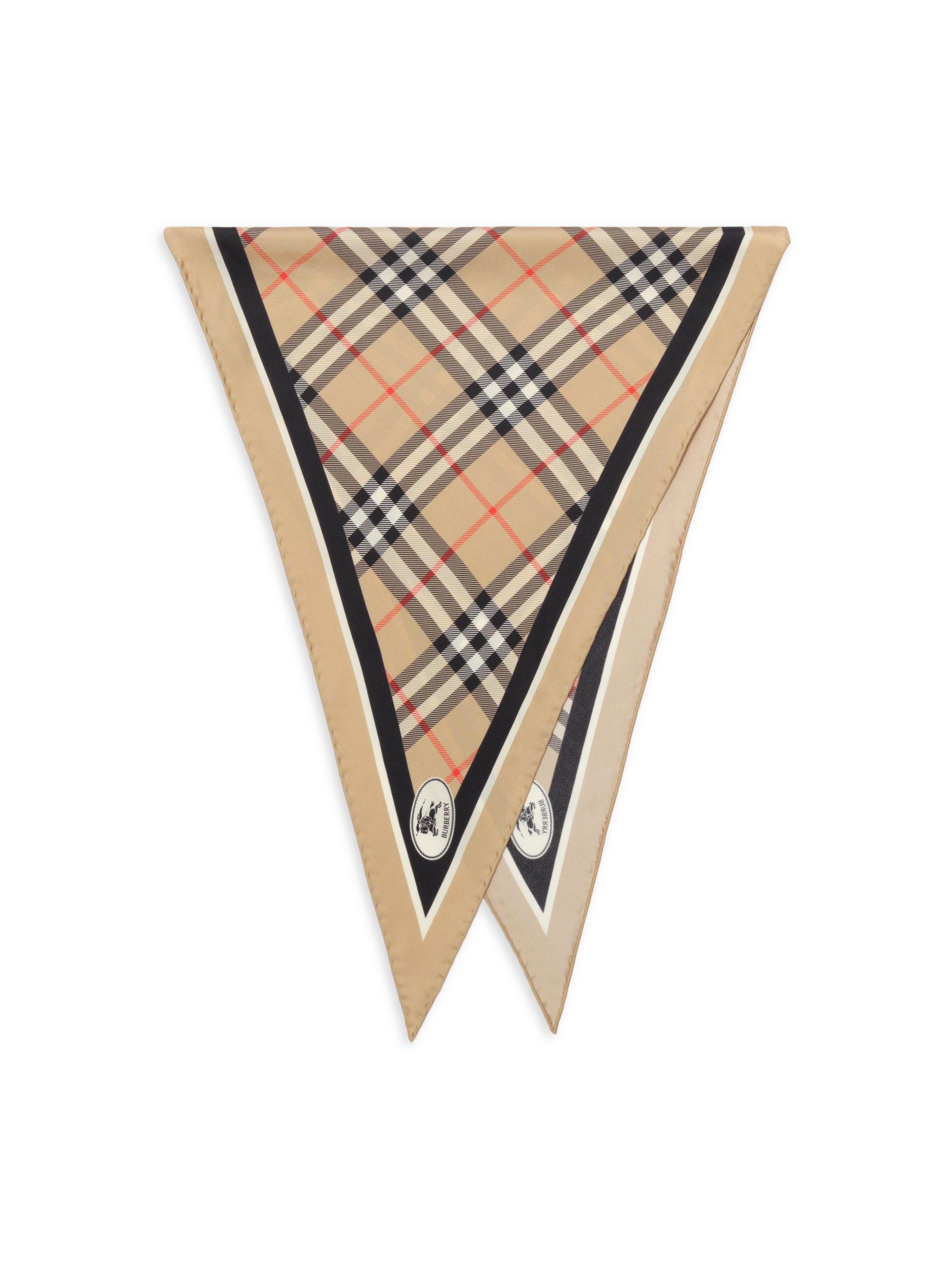 Burberry Women's Equestrian Knight Stamp Silk Diamond Scarf - Sand - Women's Clothing