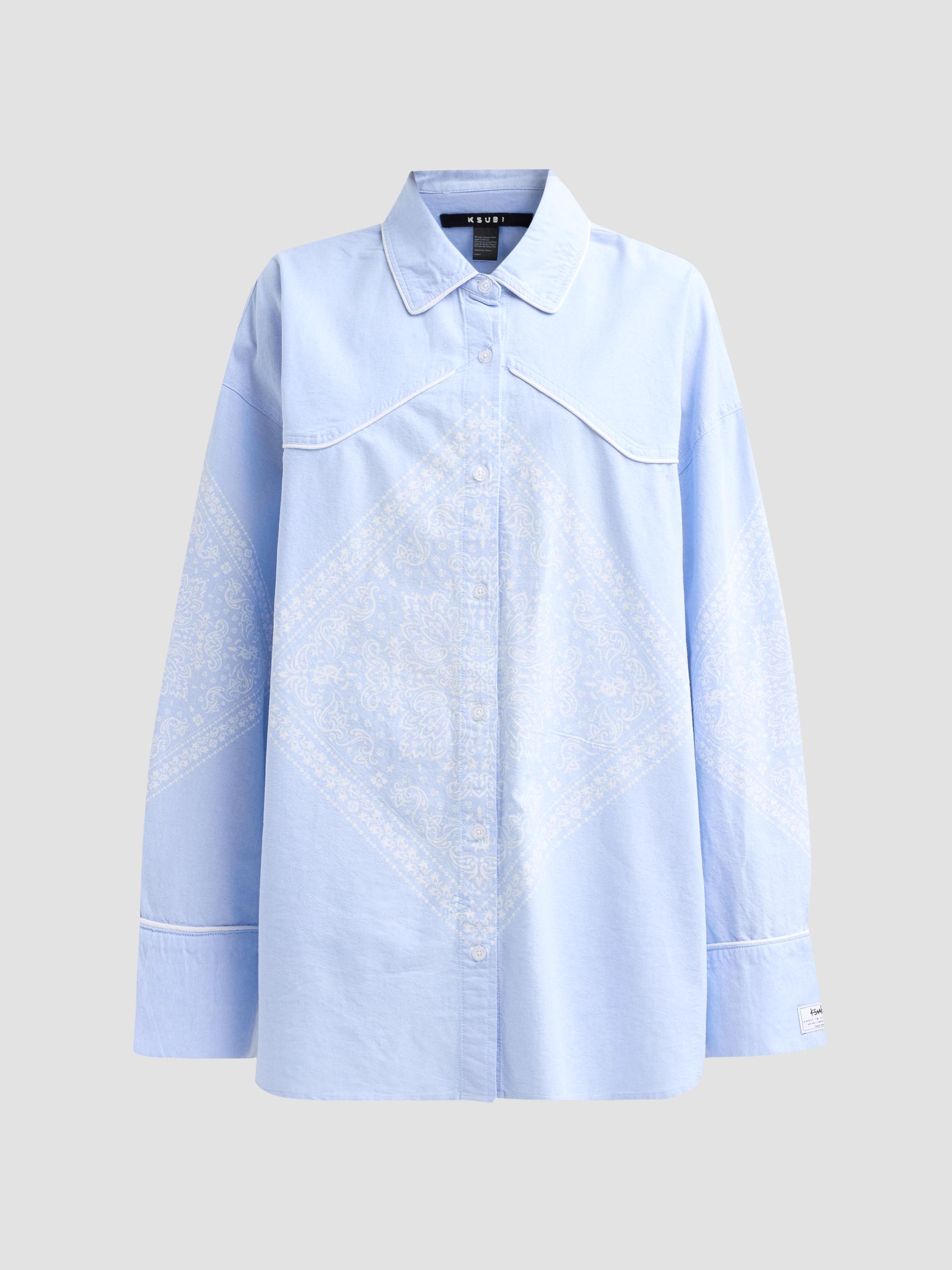 Ksubi Women's Higher Than Heaven Astra Bandana Cotton Shirt - Blue | Thumbnail 6