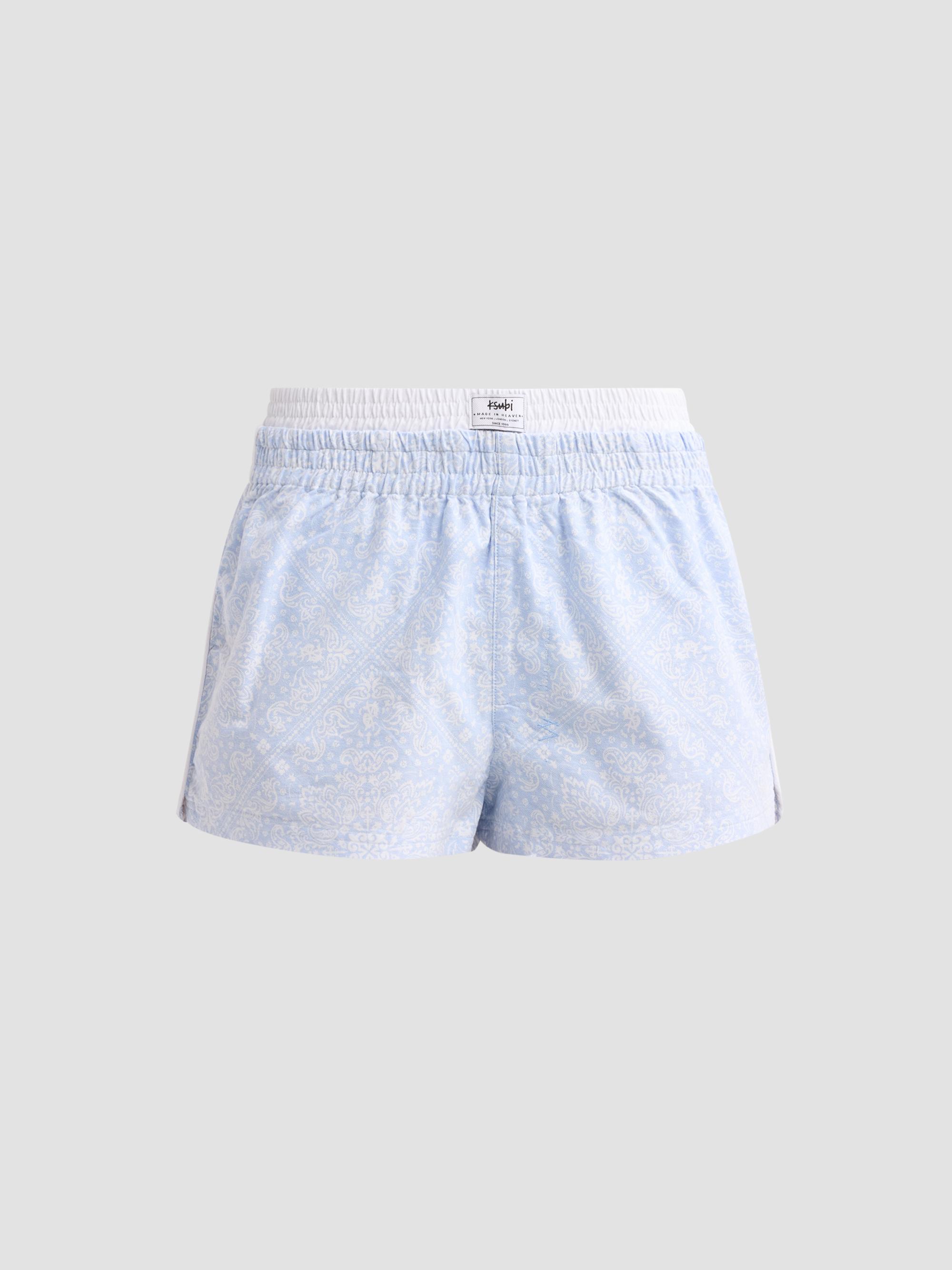 Ksubi Women's Bandana Cotton Mid-Rise Boxer Shorts - Blue - Size Small