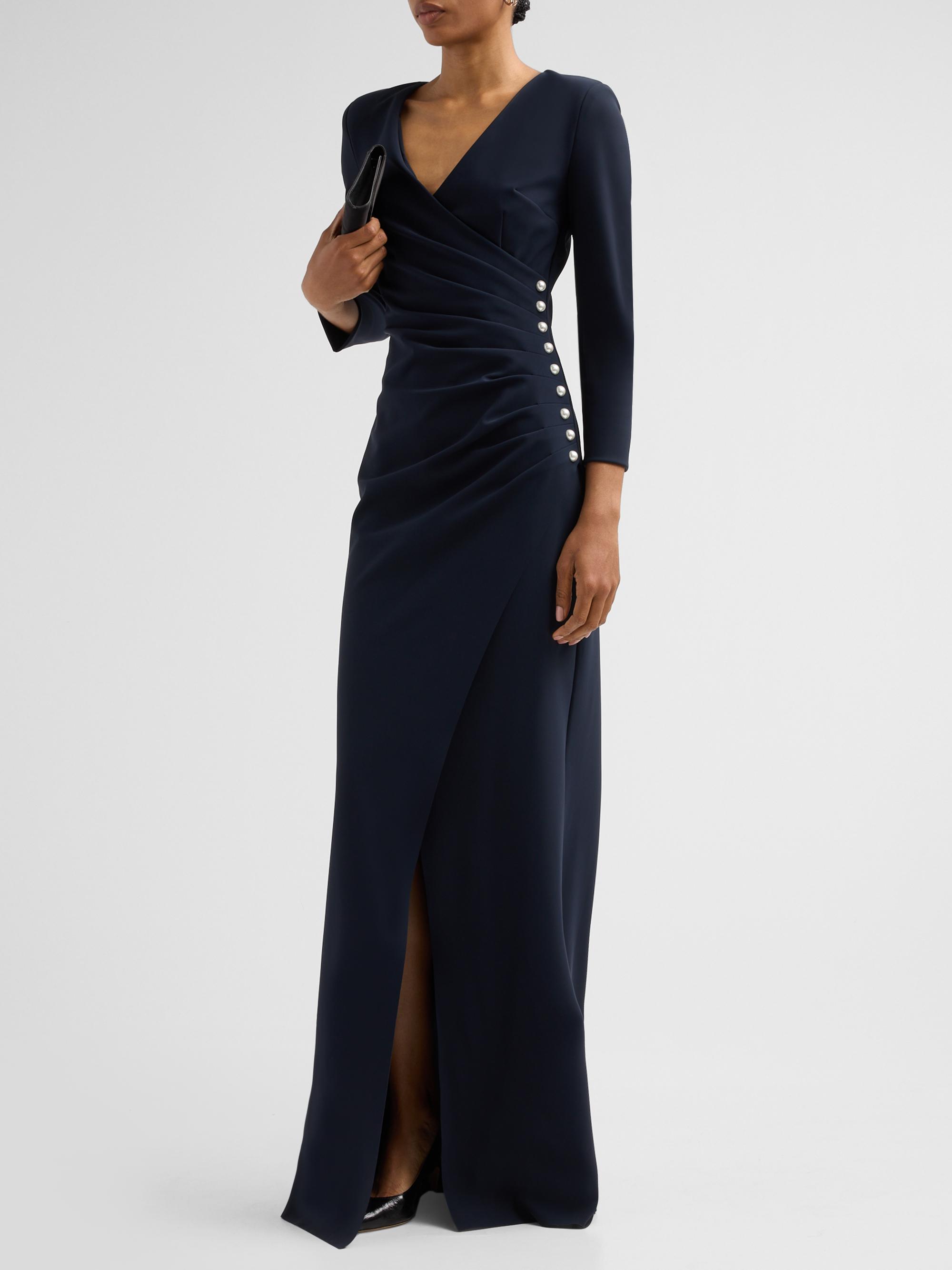 Chiara Boni La Petite Robe Women's Wiesa Gathered Long-Sleeve Gown - Dark Midnight | Thumbnail 4