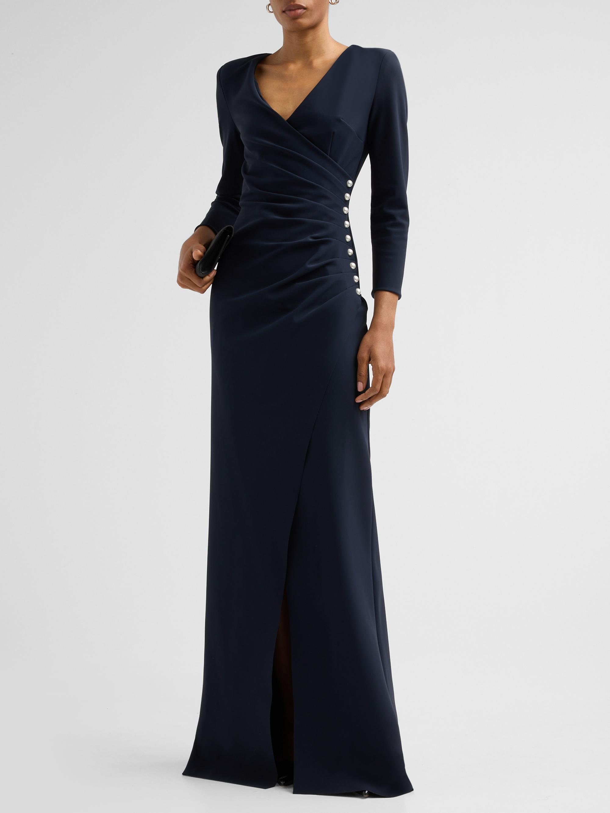 Chiara Boni La Petite Robe Women's Wiesa Gathered Long-Sleeve Gown - Dark Midnight | Thumbnail 2