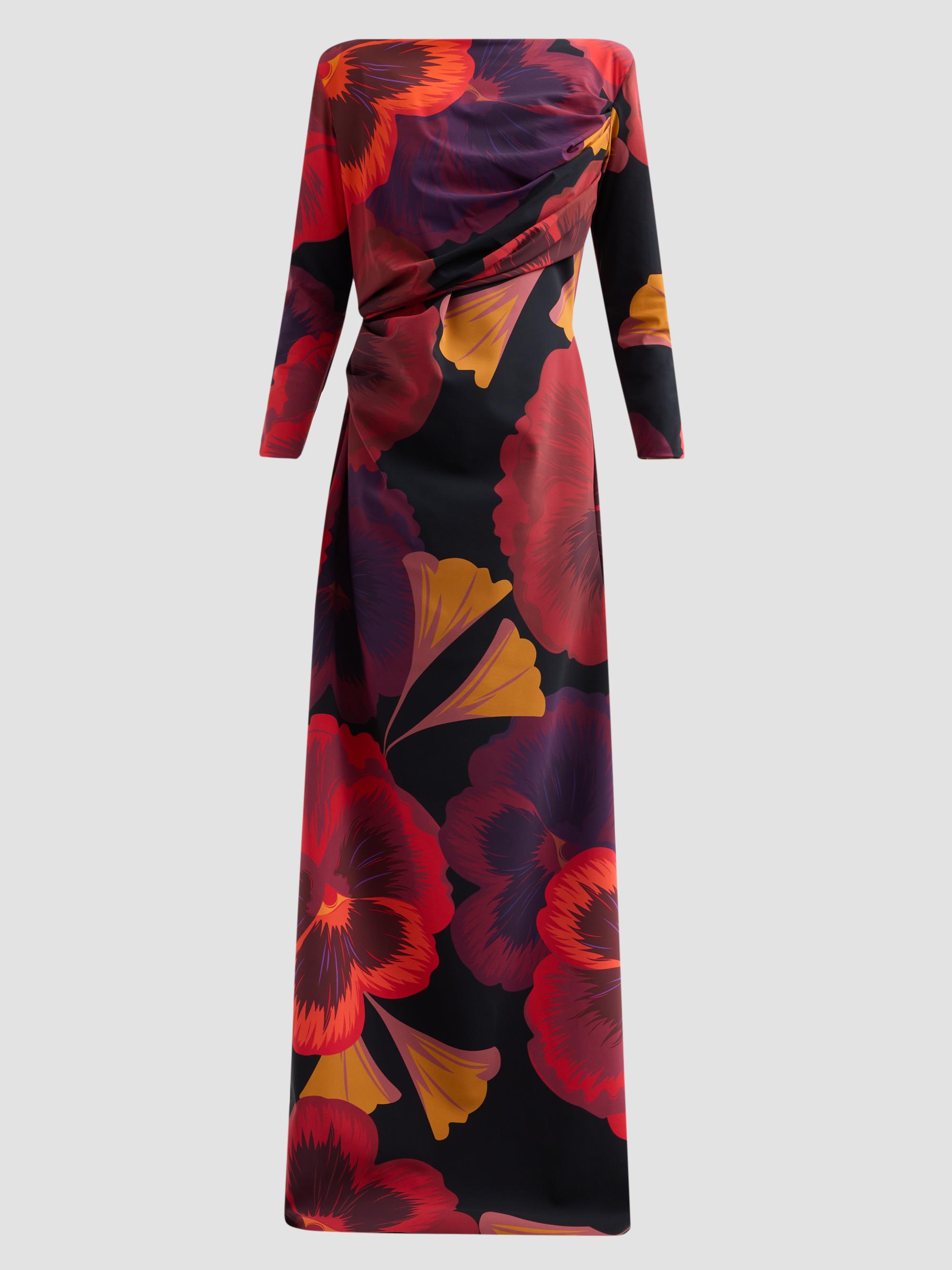 Chiara Boni La Petite Robe Women's Soleo Floral Draped Long-Sleeve Gown - Josephine Black