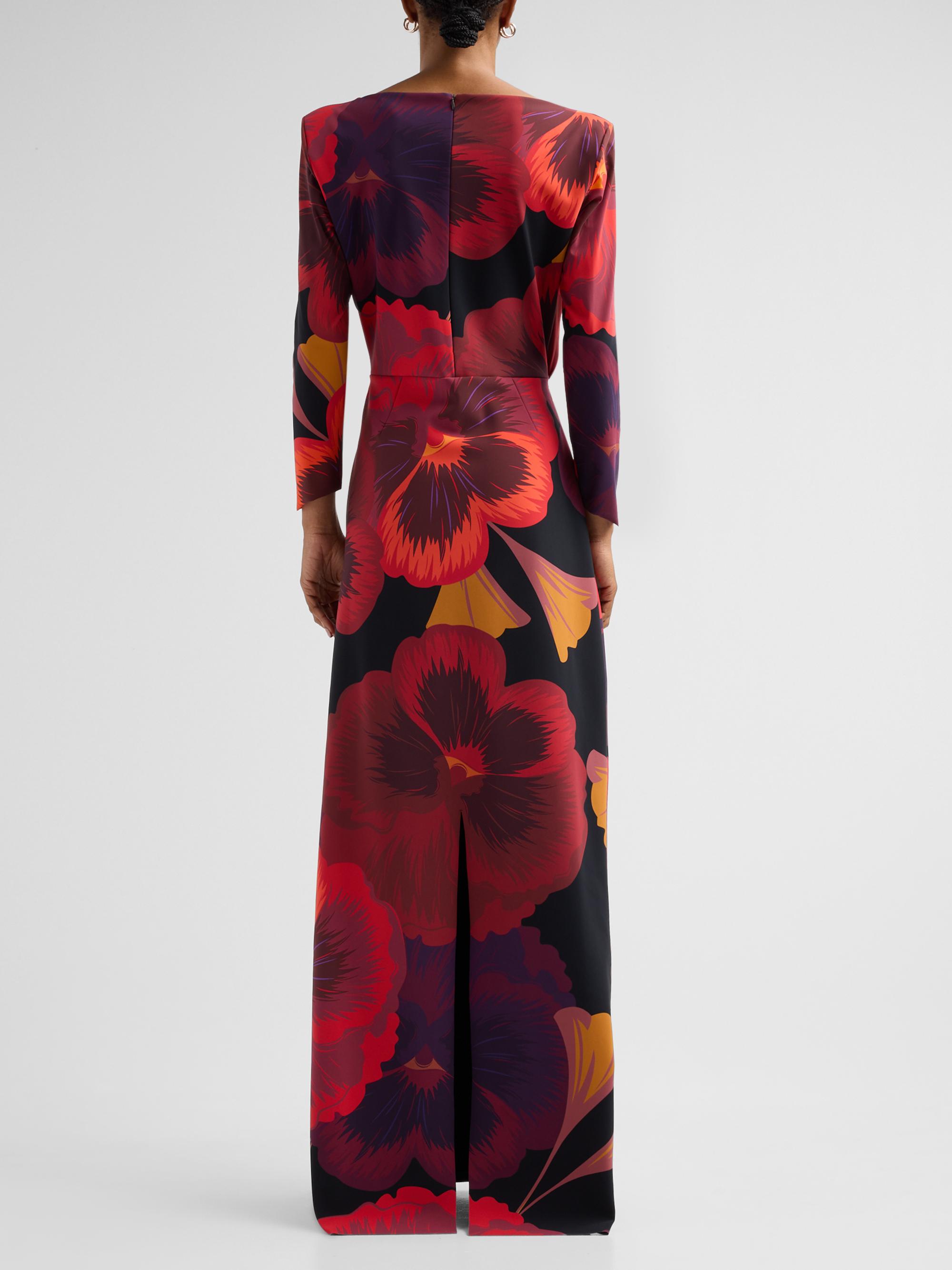 Chiara Boni La Petite Robe Women's Soleo Floral Draped Long-Sleeve Gown - Josephine Black | Thumbnail 3