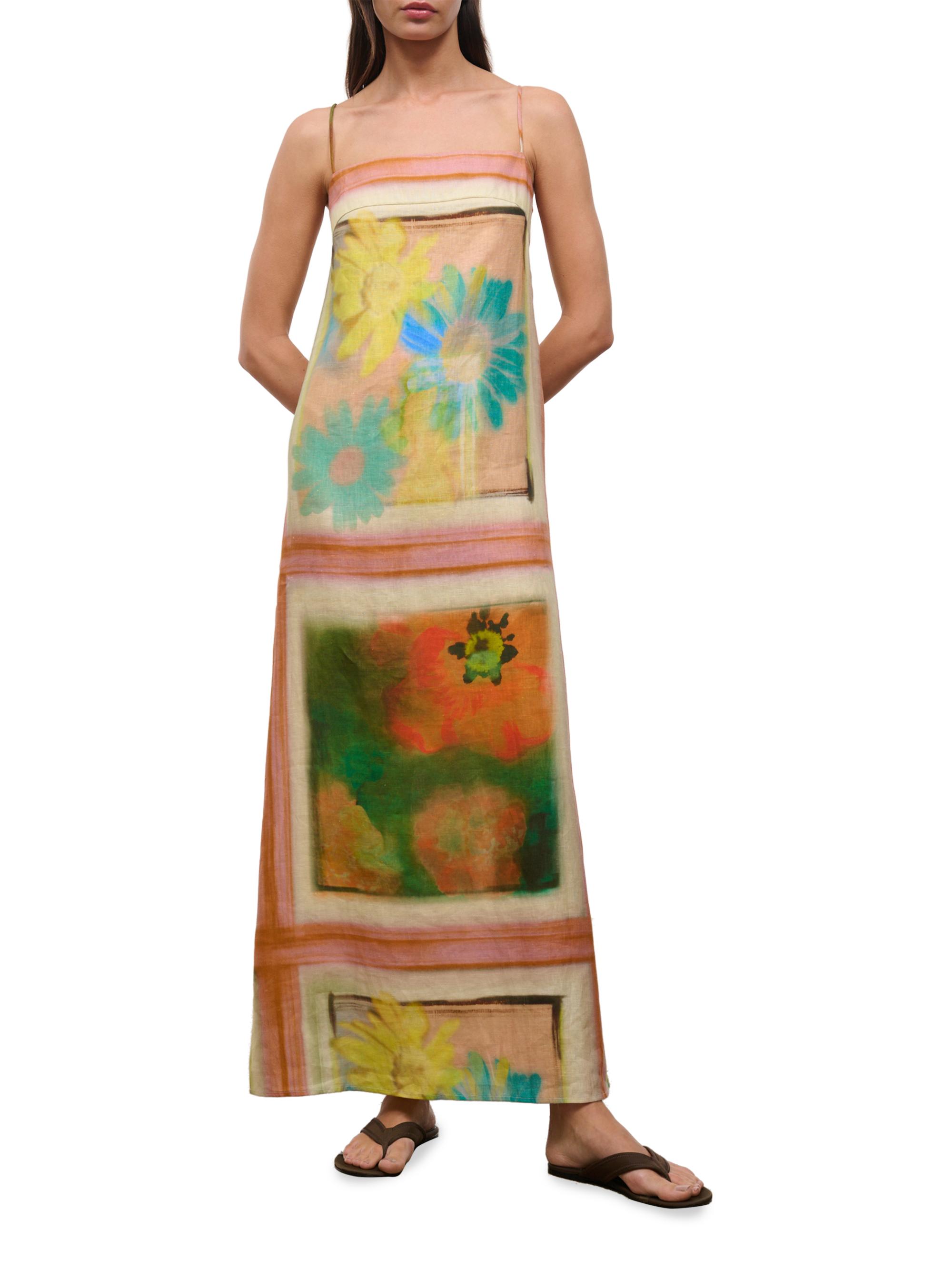Staud Women's Laura Printed Linen Maxi Dress - Superbloom Scarf | Thumbnail 3