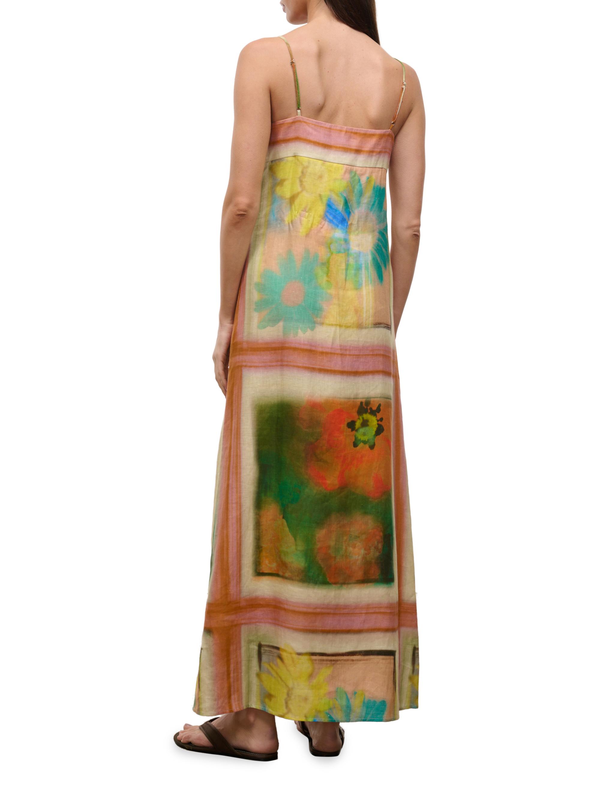 Staud Women's Laura Printed Linen Maxi Dress - Superbloom Scarf | Thumbnail 4