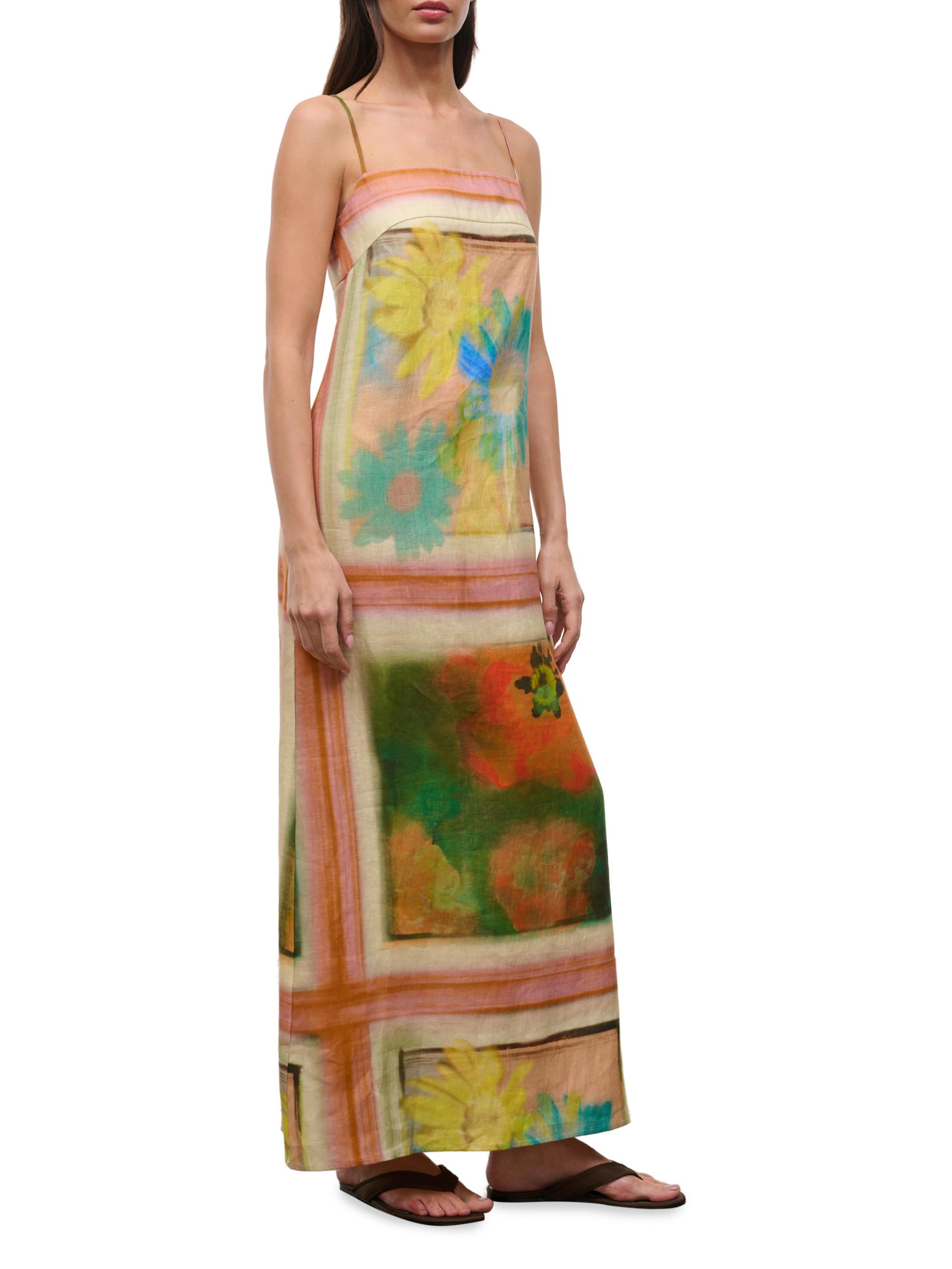 Staud Women's Laura Printed Linen Maxi Dress - Superbloom Scarf | Thumbnail 2