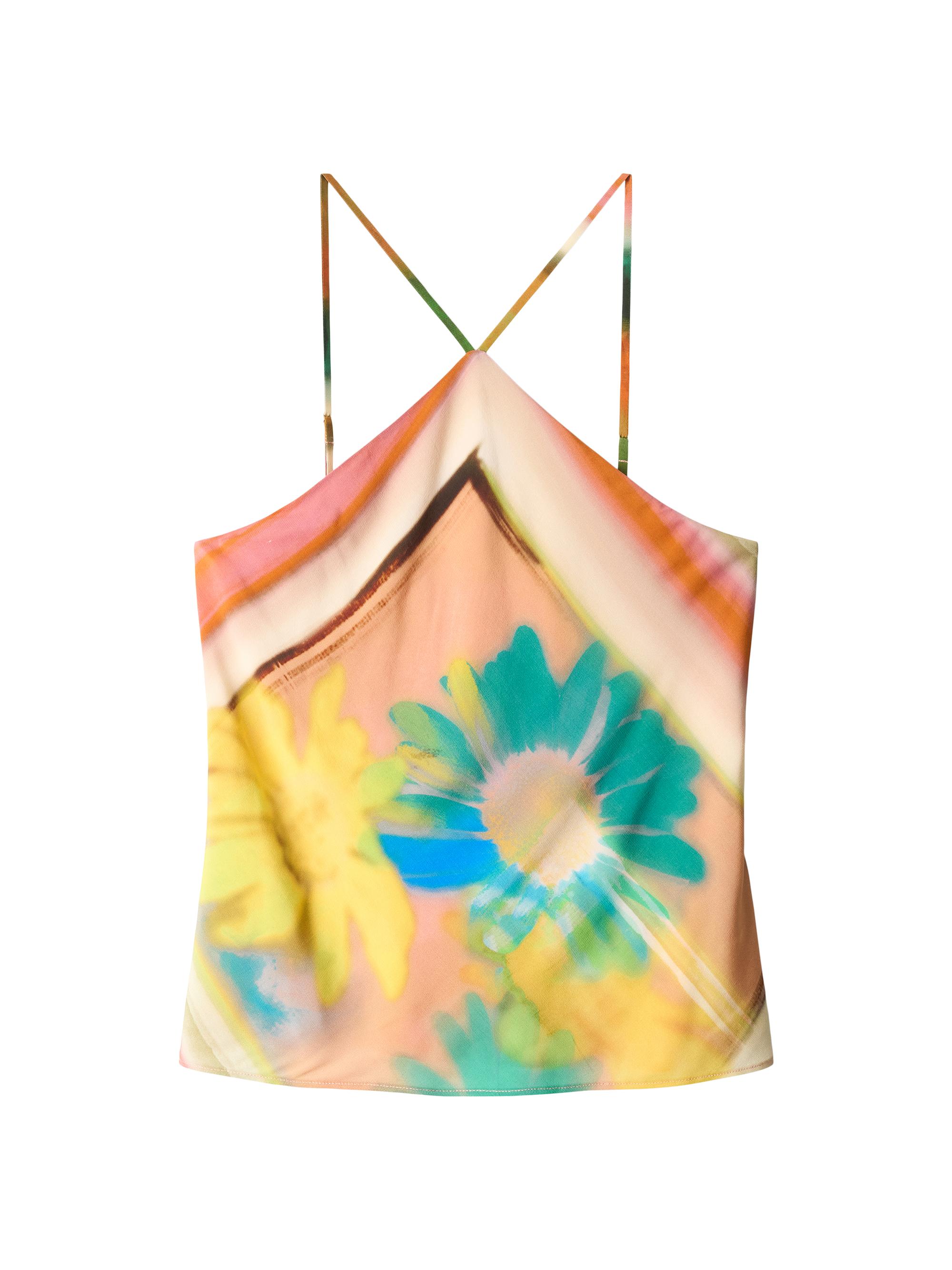 Staud Women's Cubism Halterneck Top - Superbloom Scarf