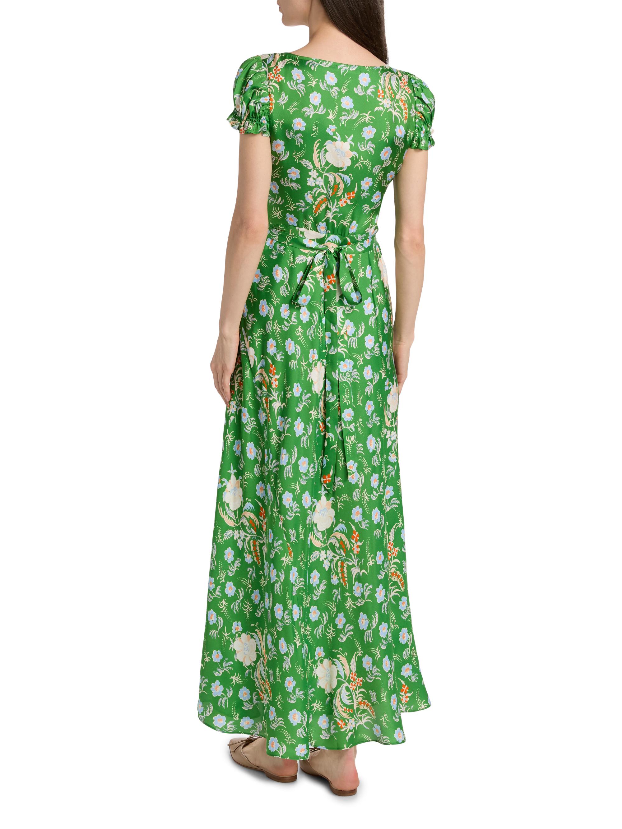 DÔEN Women's Valerine Silk-Blend Maxi Dress - Emerald Jardin Du Chateau | Thumbnail 5