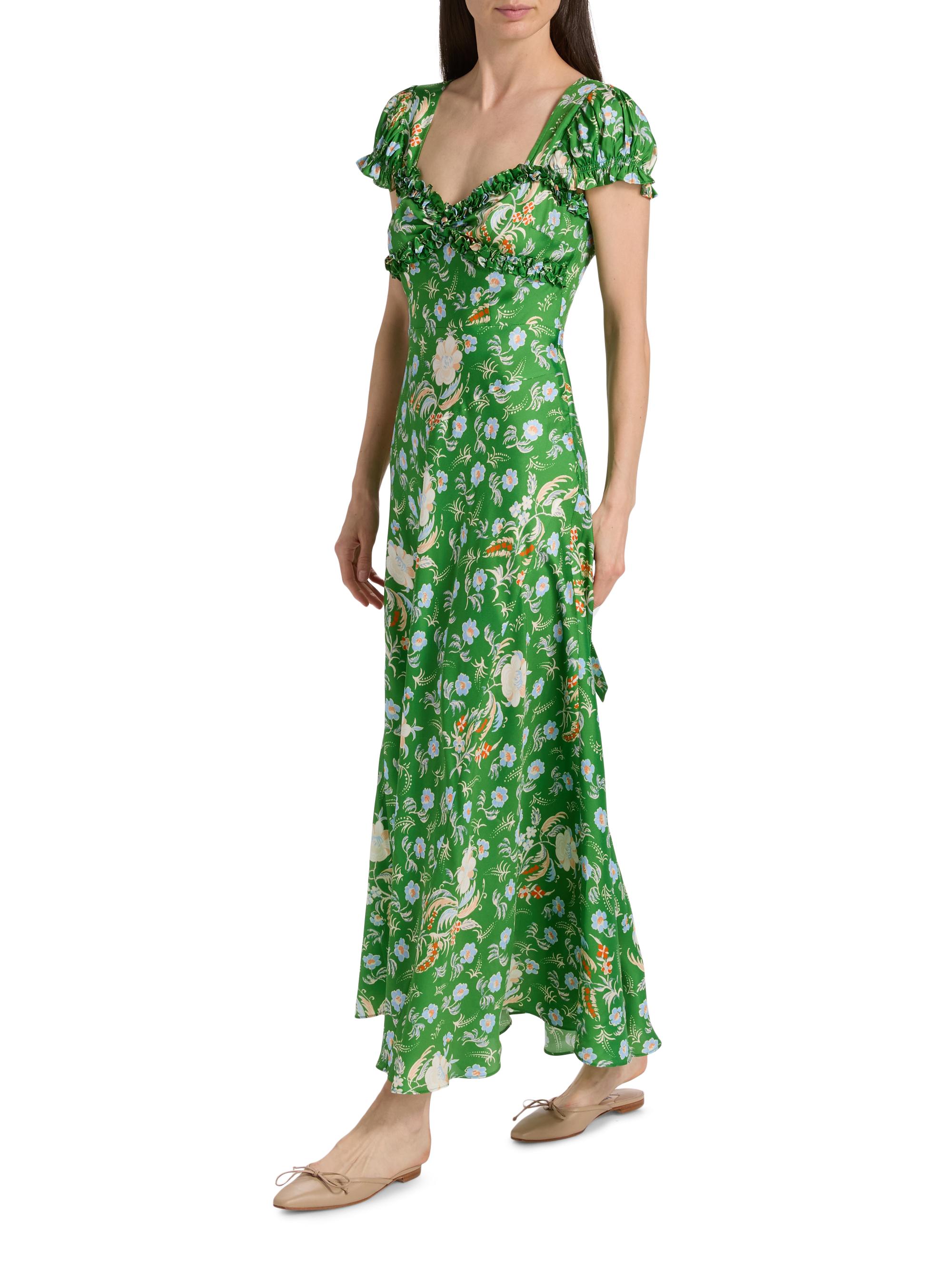 DÔEN Women's Valerine Silk-Blend Maxi Dress - Emerald Jardin Du Chateau | Thumbnail 2