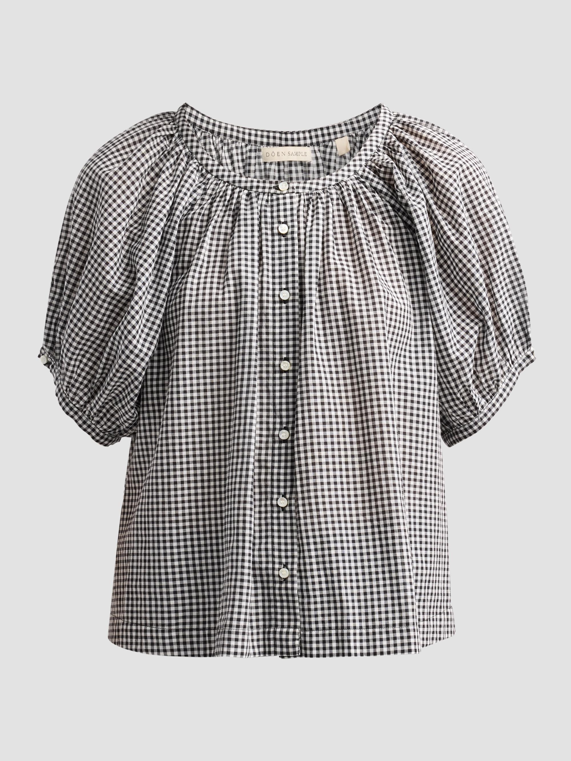DÔEN Women's June Gingham Cotton Top - Noir La Maddalena Gingham | Thumbnail 6