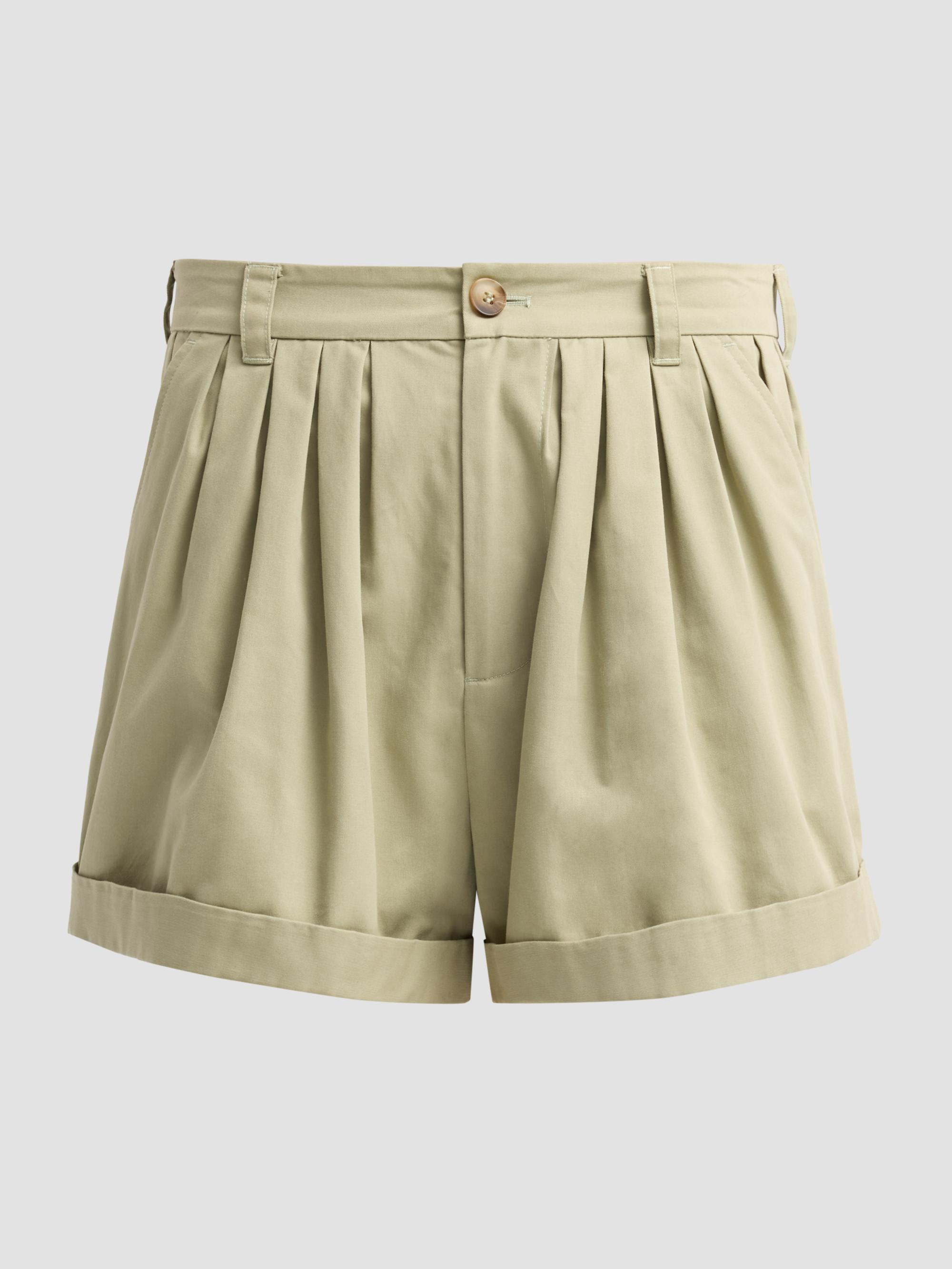 DÔEN Women's Declan Pleated Shorts - Tea Leaf - Size 14