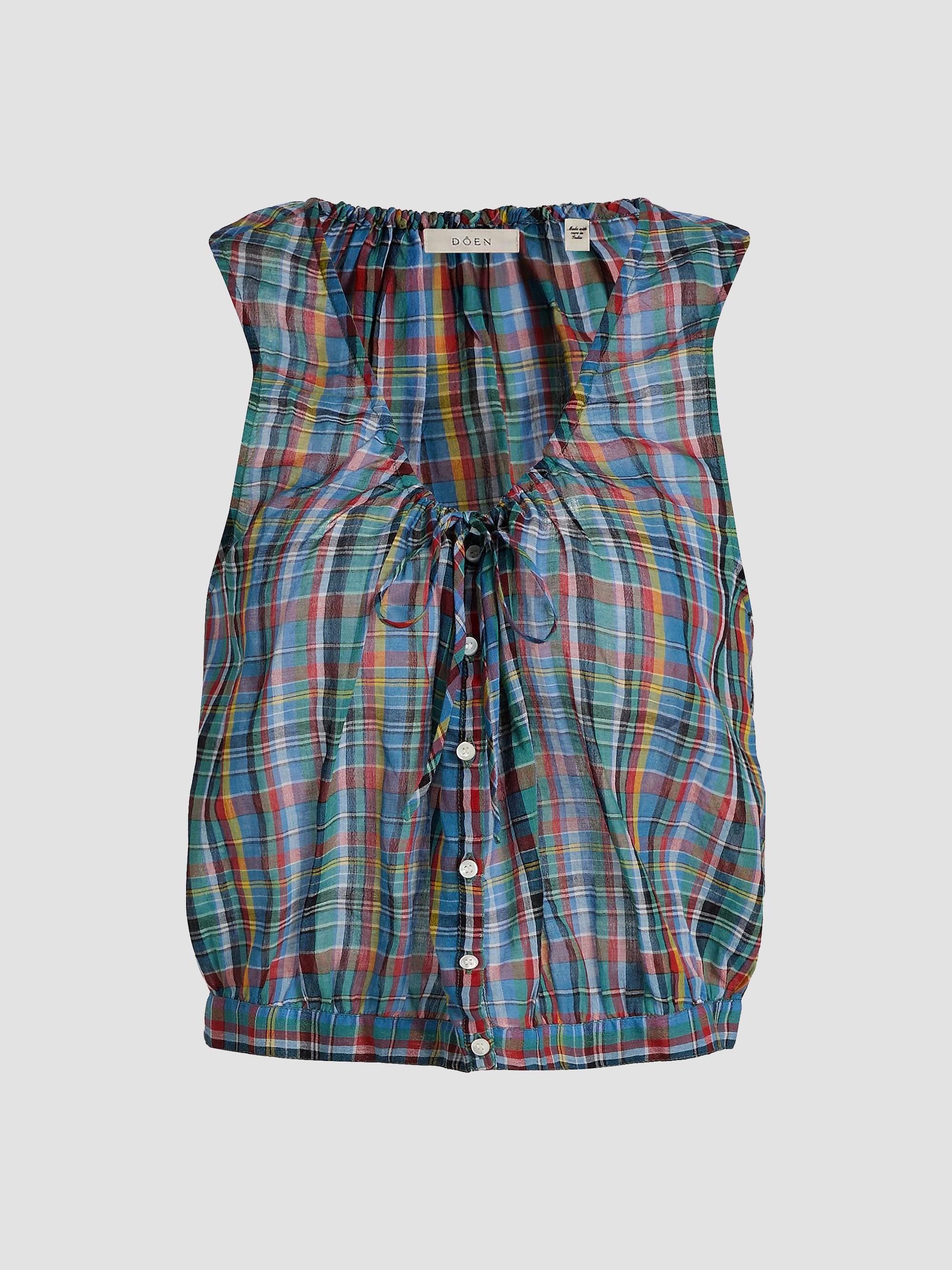 Theo Plaid Cotton Sleeveless Top