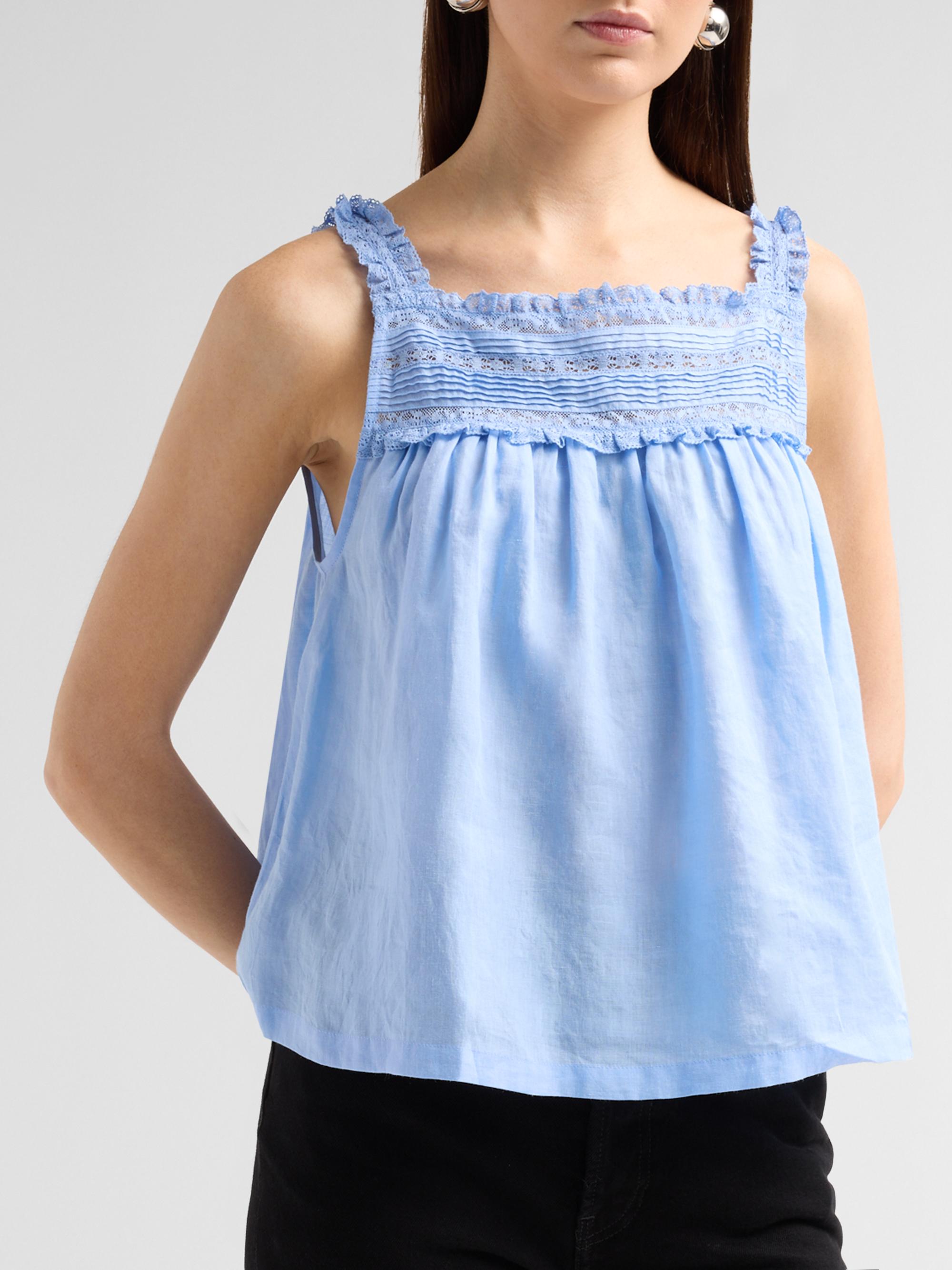 DÔEN Benita Pintuck & Lace Top | Saks Fifth Avenue
