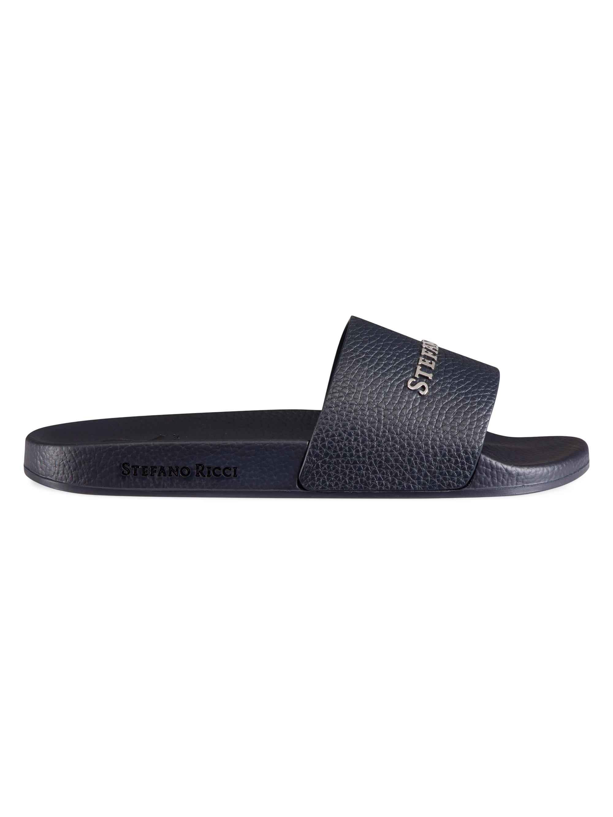 Stefano Ricci Men's Calfskin Leather Slides - White