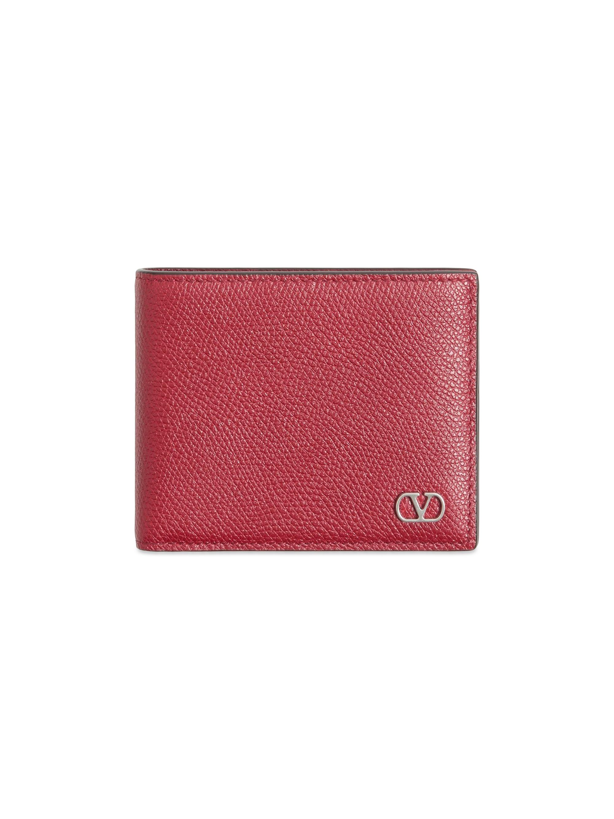 Valentino Garavani Men's VLogo Signature Grainy Calfskin Wallet - Red