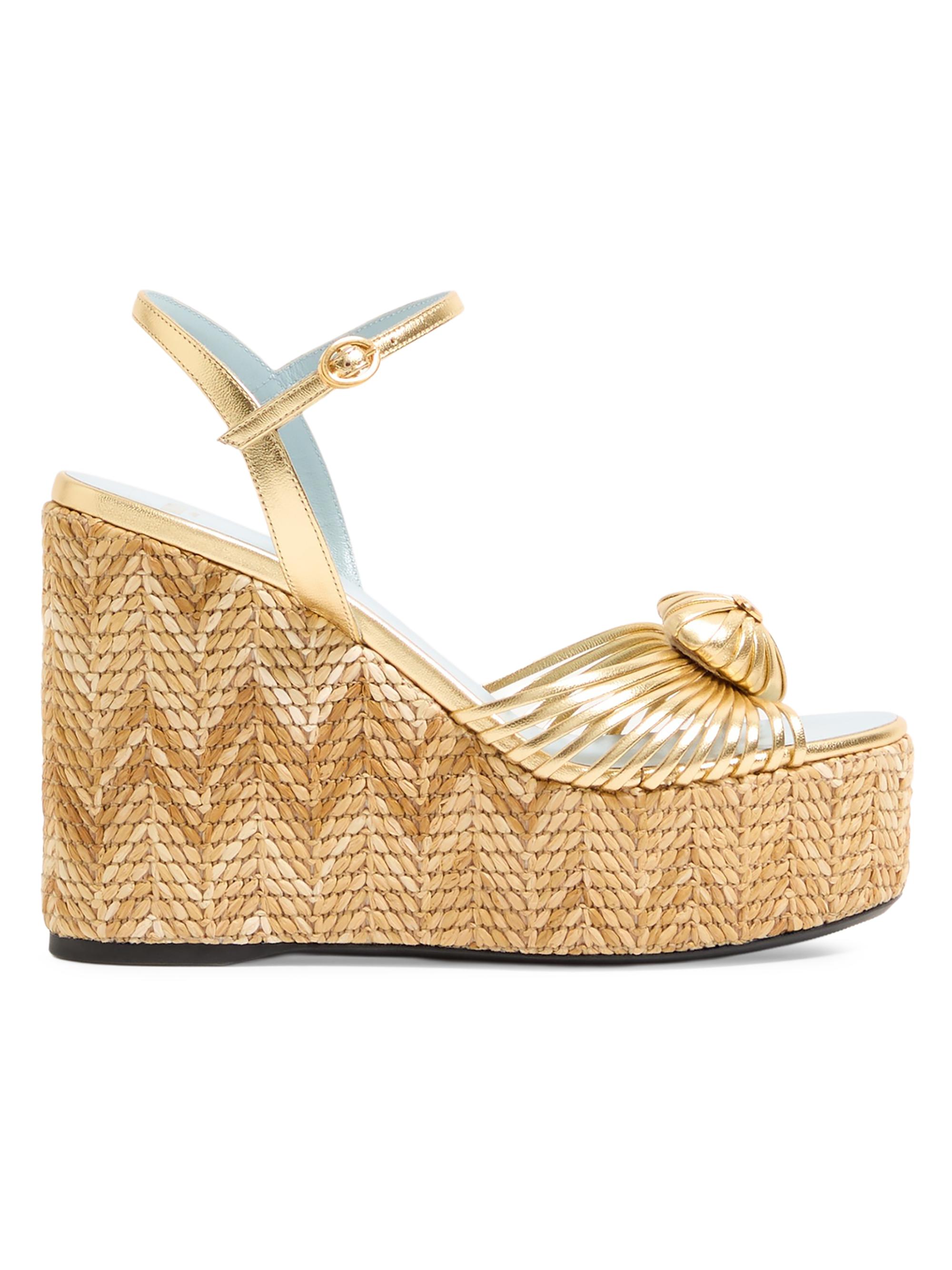 Women's Coeur Royal 110MM Wedge Sandals in Laminated Nappa - Natural