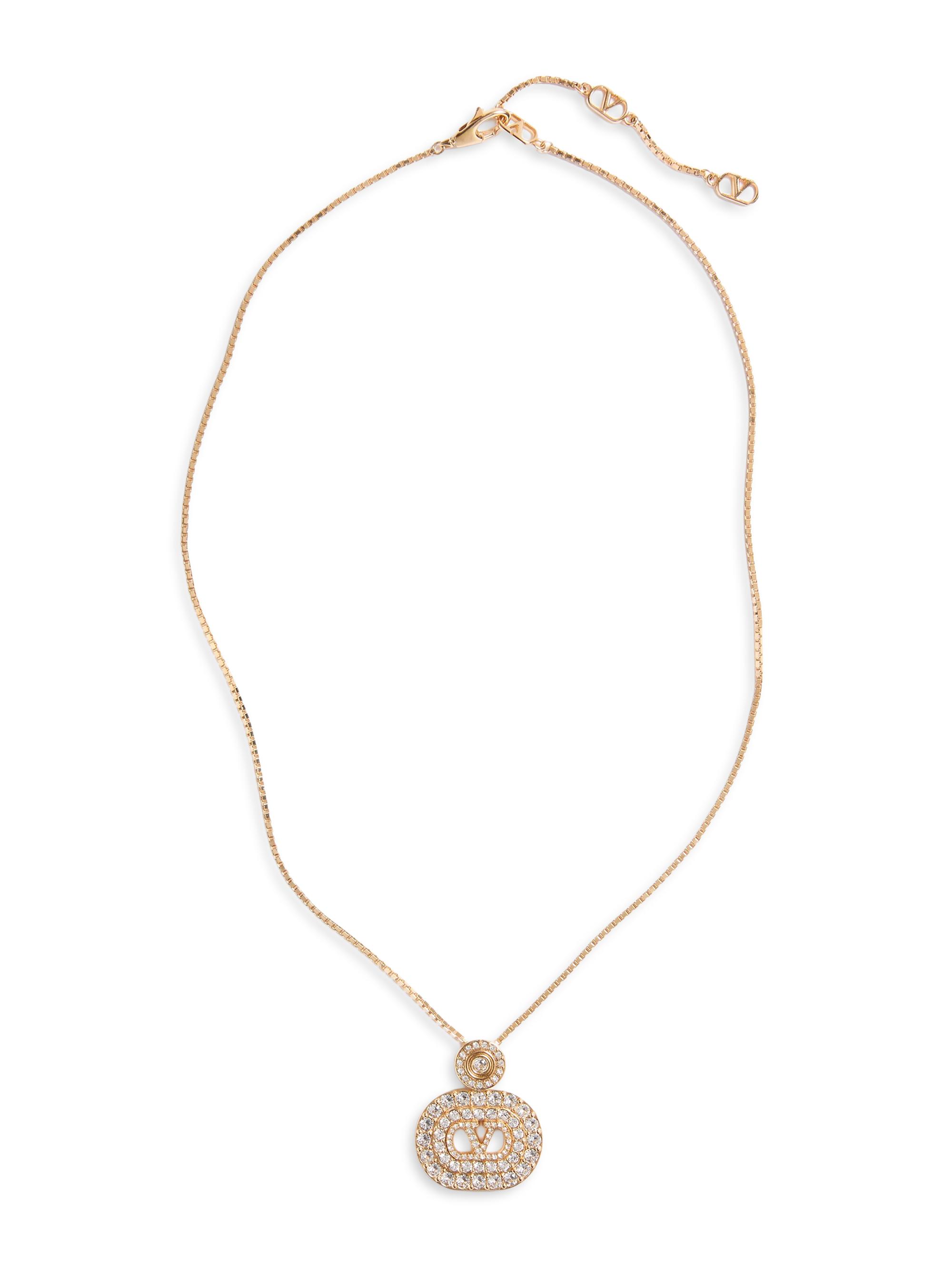 Valentino Garavani Women's VLogo Signature Metal and Swarovski Crystal Necklace - Gold Crystal