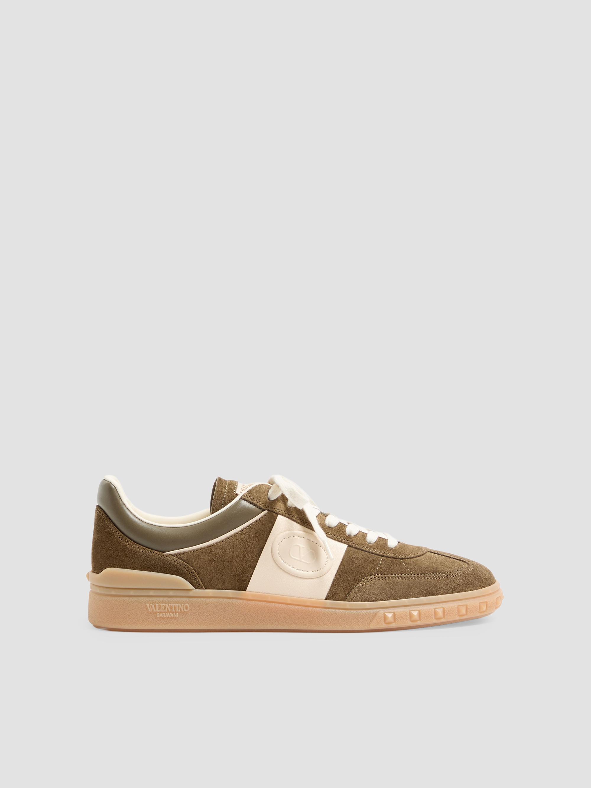 Valentino Garavani Men's Upvillage Low Top Sneakers in Split Leather - Military Green - Men's Clothing