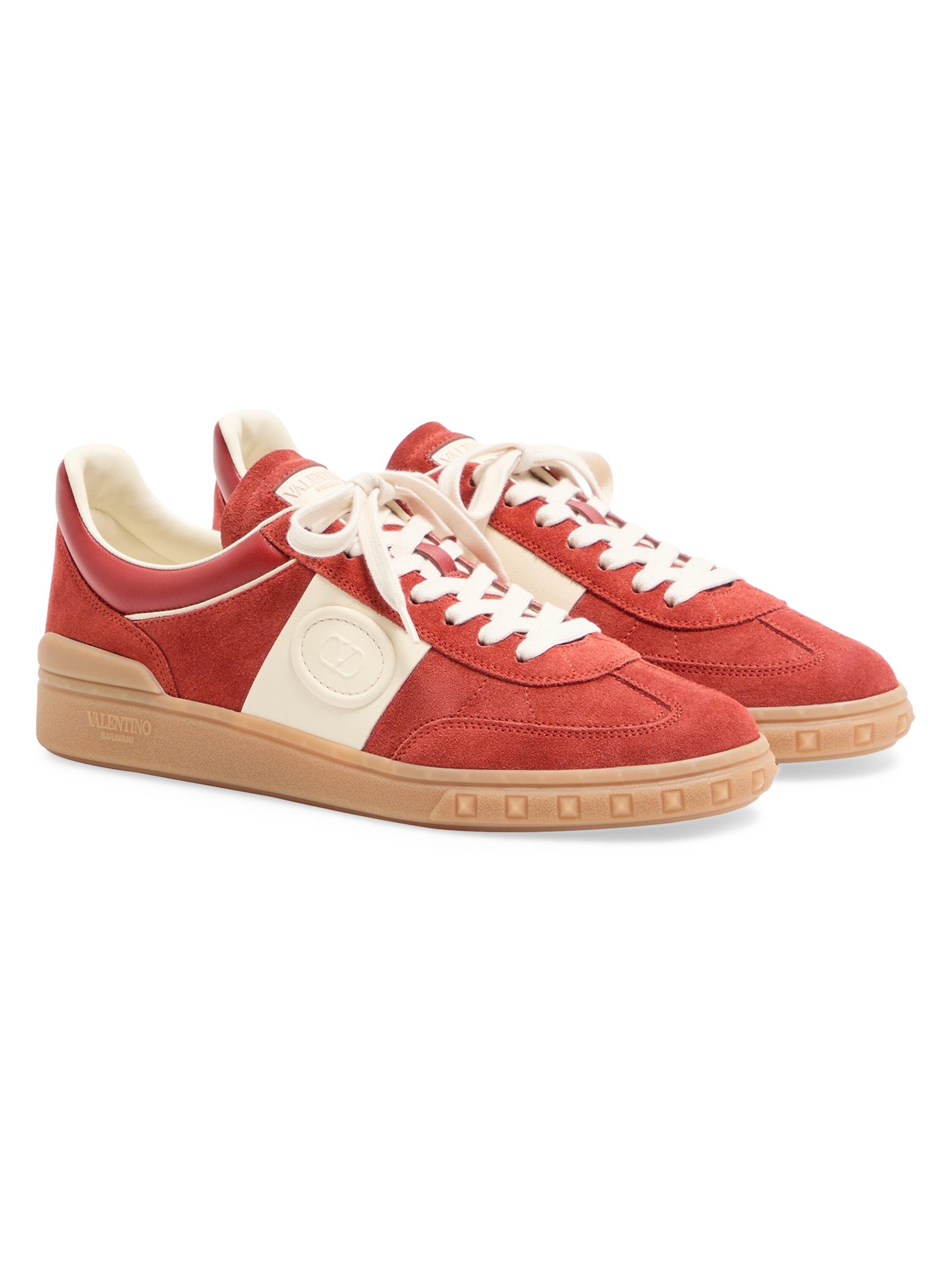 Valentino Garavani Men's Upvillage Low Top Sneakers in Split Leather - Red | Thumbnail 2