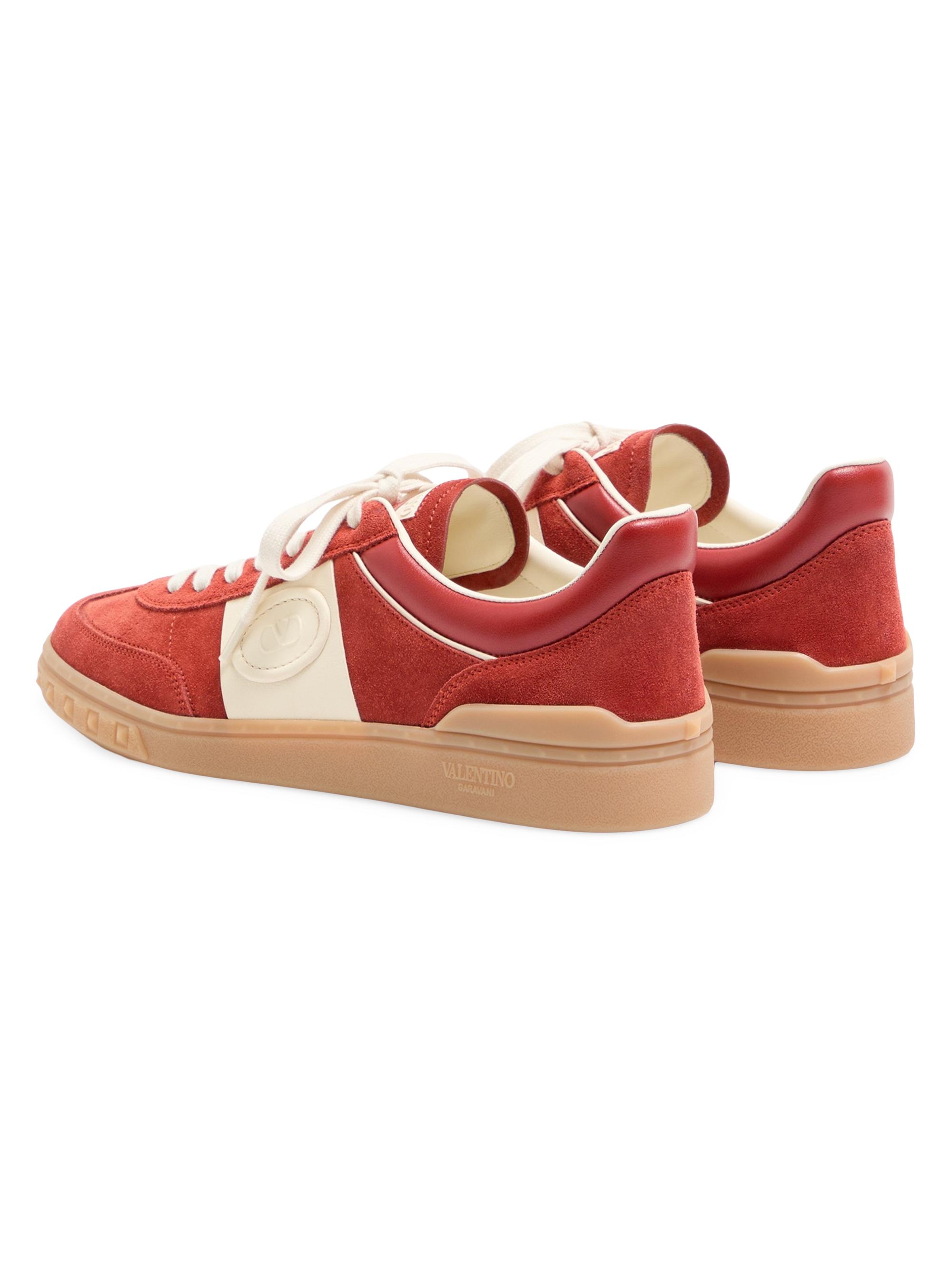 Valentino Garavani Men's Upvillage Low Top Sneakers in Split Leather - Red | Thumbnail 3