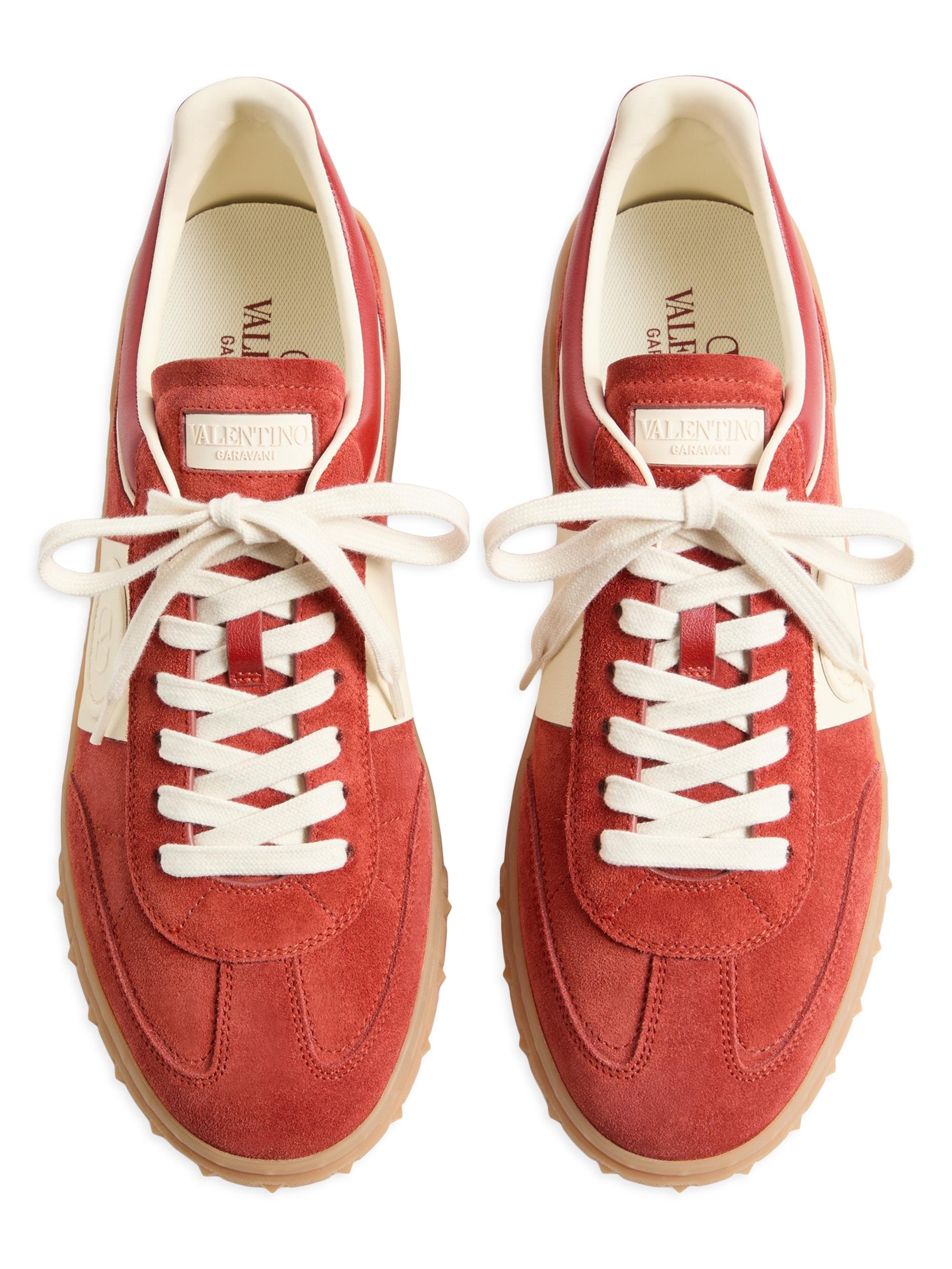 Valentino Garavani Men's Upvillage Low Top Sneakers in Split Leather - Red | Thumbnail 4