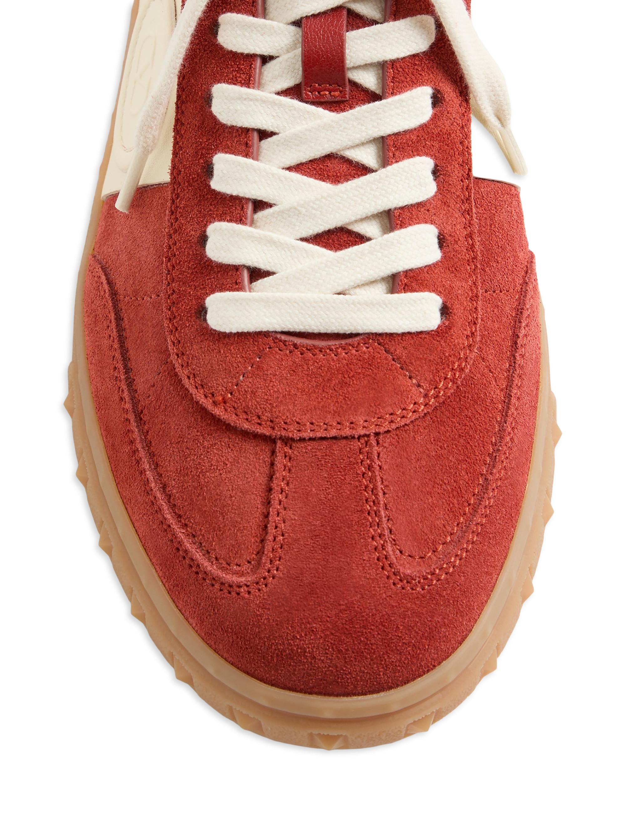 Valentino Garavani Men's Upvillage Low Top Sneakers in Split Leather - Red | Thumbnail 5