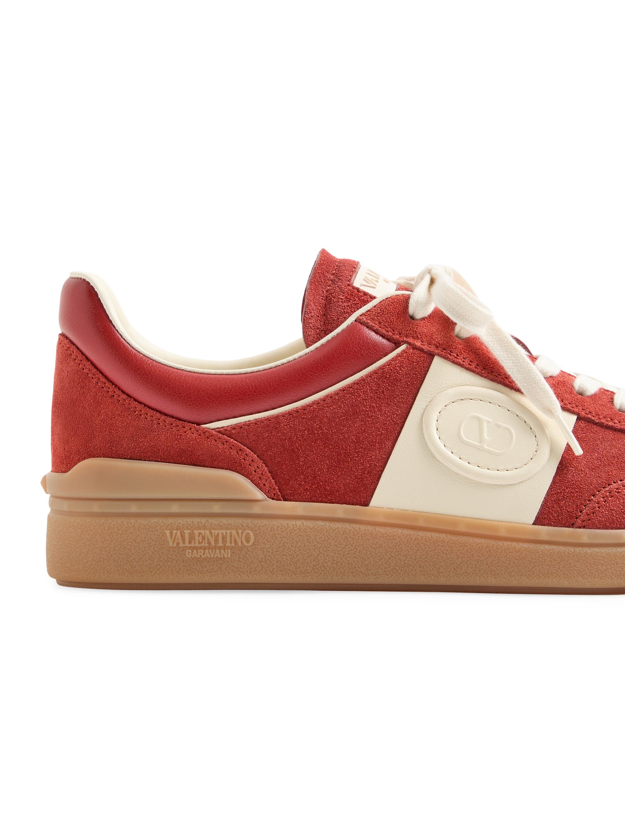 Valentino Garavani Men's Upvillage Low Top Sneakers in Split Leather - Red | Thumbnail 6