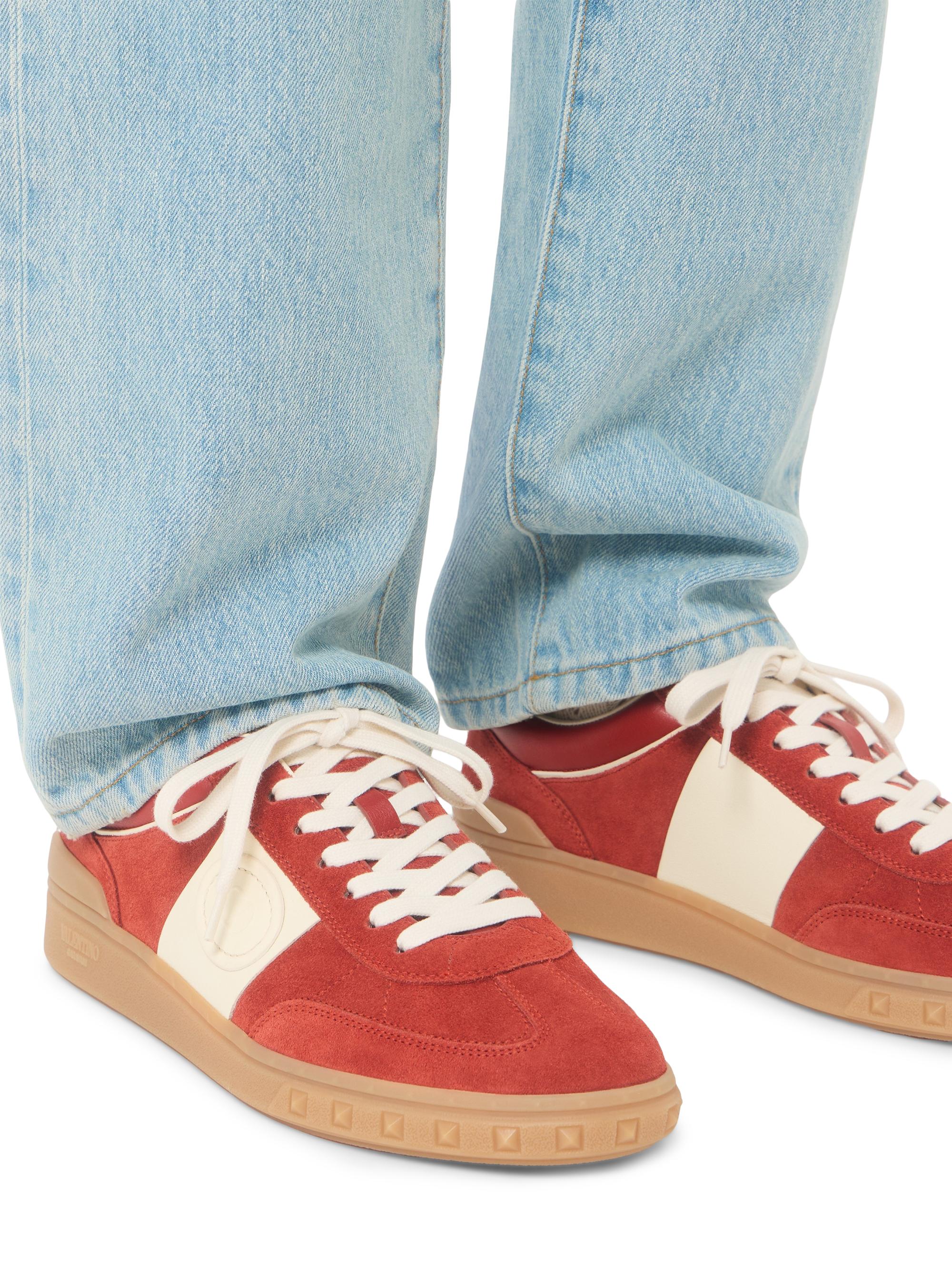 Valentino Garavani Men's Upvillage Low Top Sneakers in Split Leather - Red | Thumbnail 8