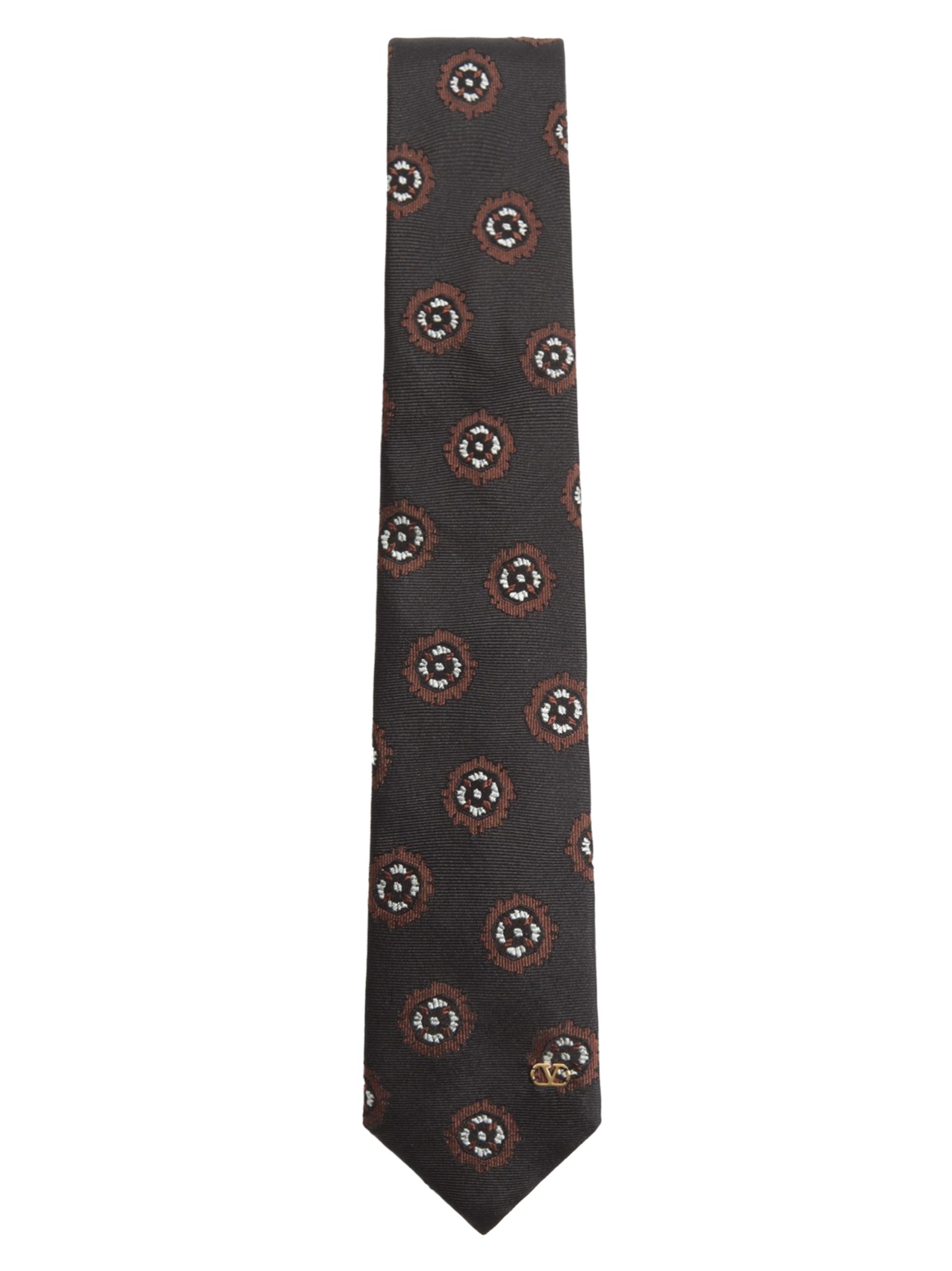 Valentino Garavani Men's Valentie Silk Jacquard Tie with Geometric Pattern - Black Multi