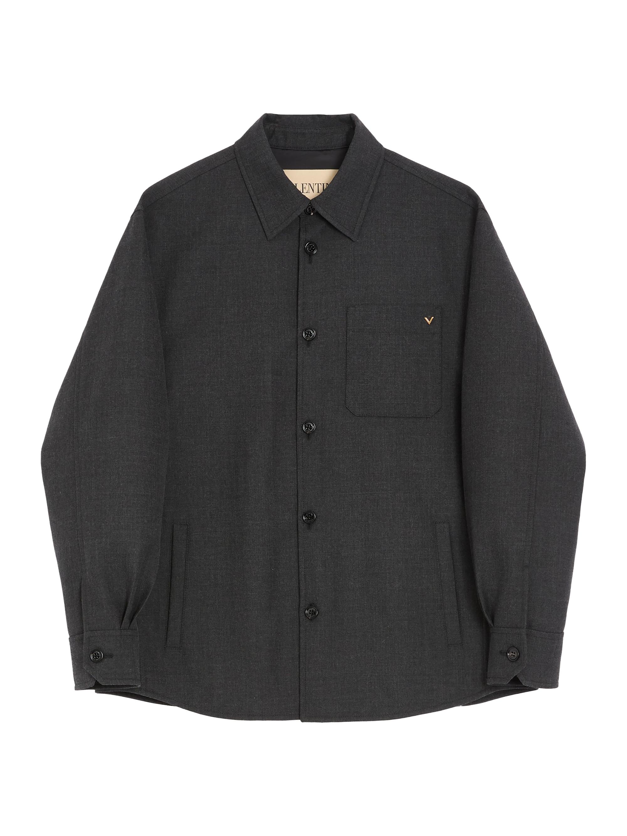 Valentino Garavani Men's Shirt Jacket in Nylon Gabardine with VGold - Dark Grey | Thumbnail 8