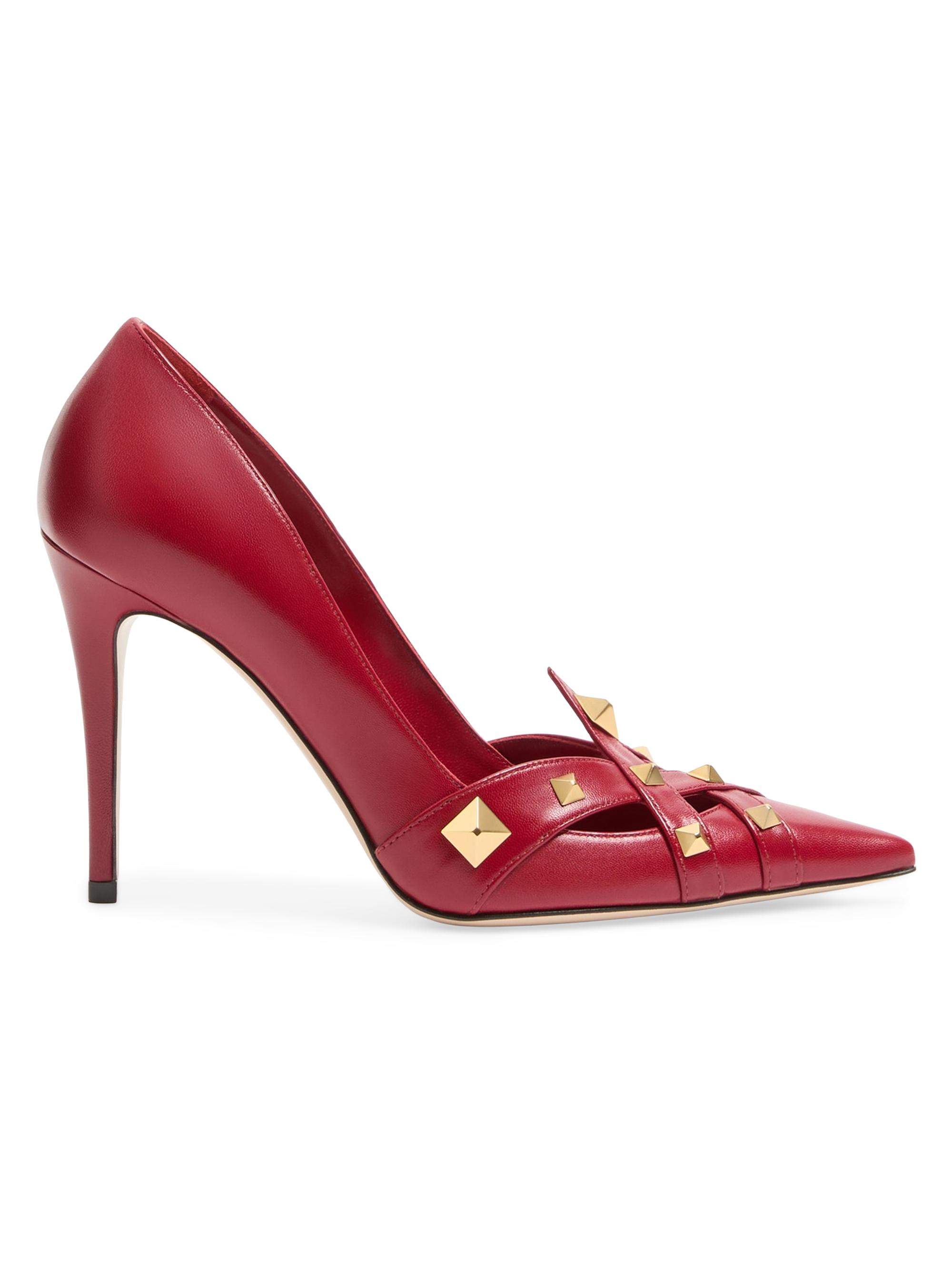 Valentino Garavani Women's Studdy Kidskin 100MM Pumps - Red