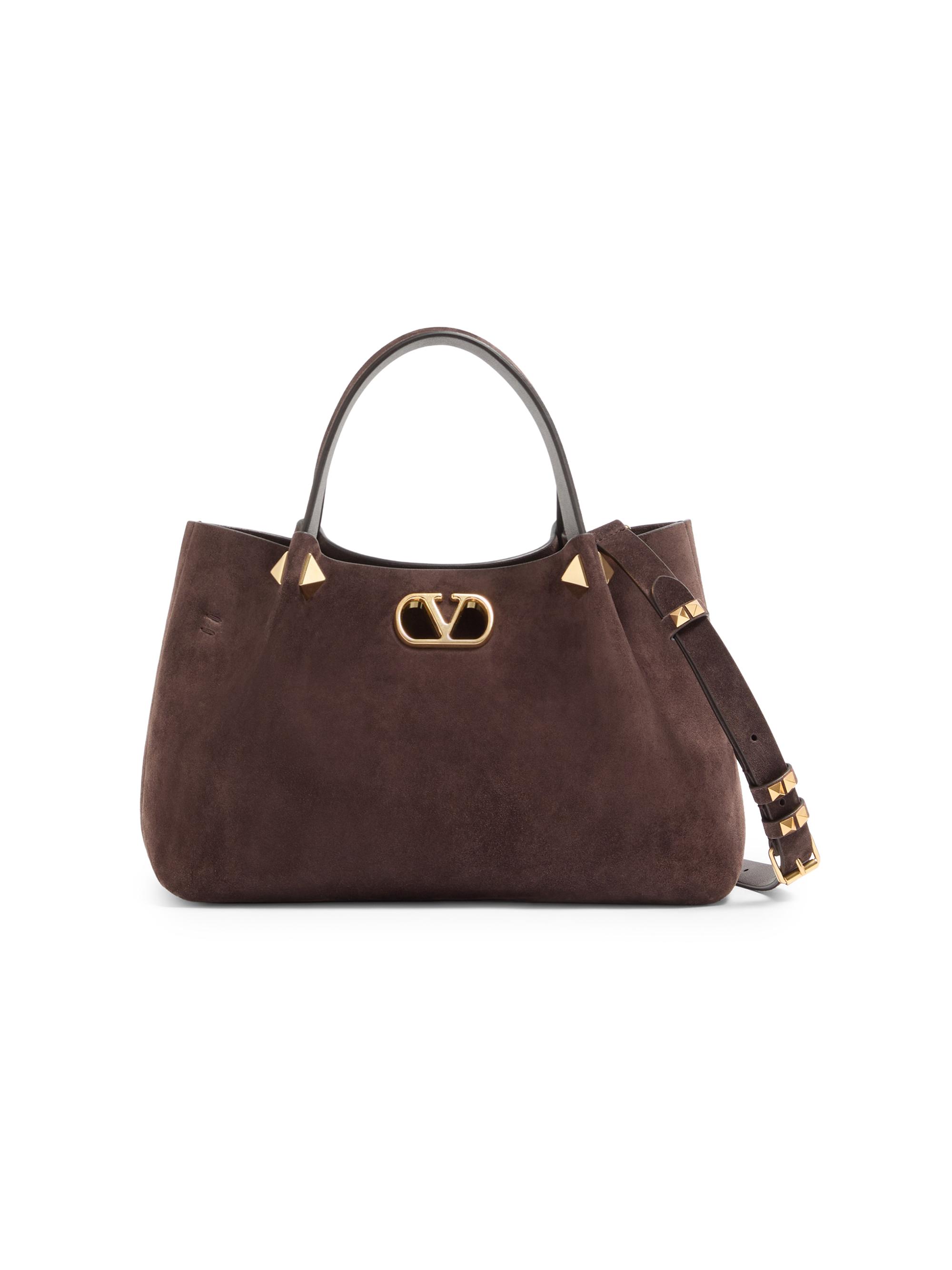Valentino Garavani Women's  Shopping Bag in Soft Suede - Ebony - Women's Bags