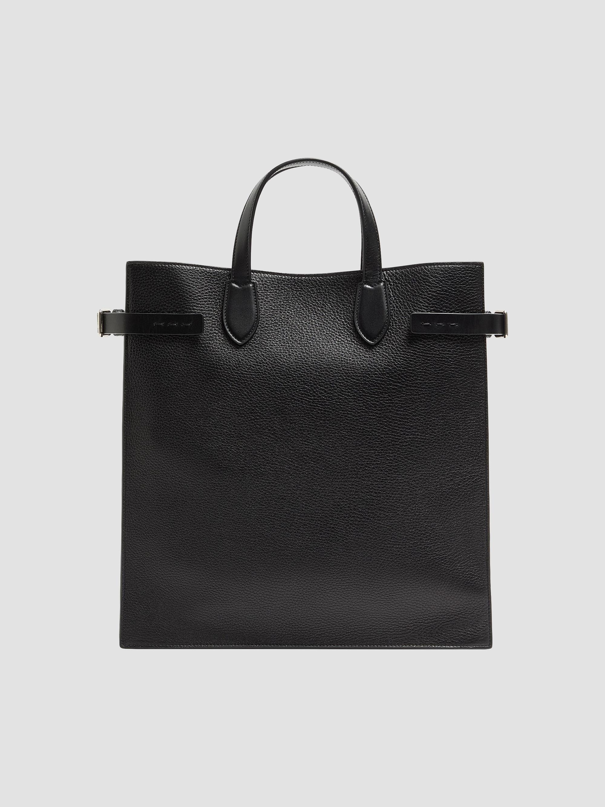 Valentino Garavani Men's Antibes  Shopping Bag in Grained Leather - Black | Thumbnail 2