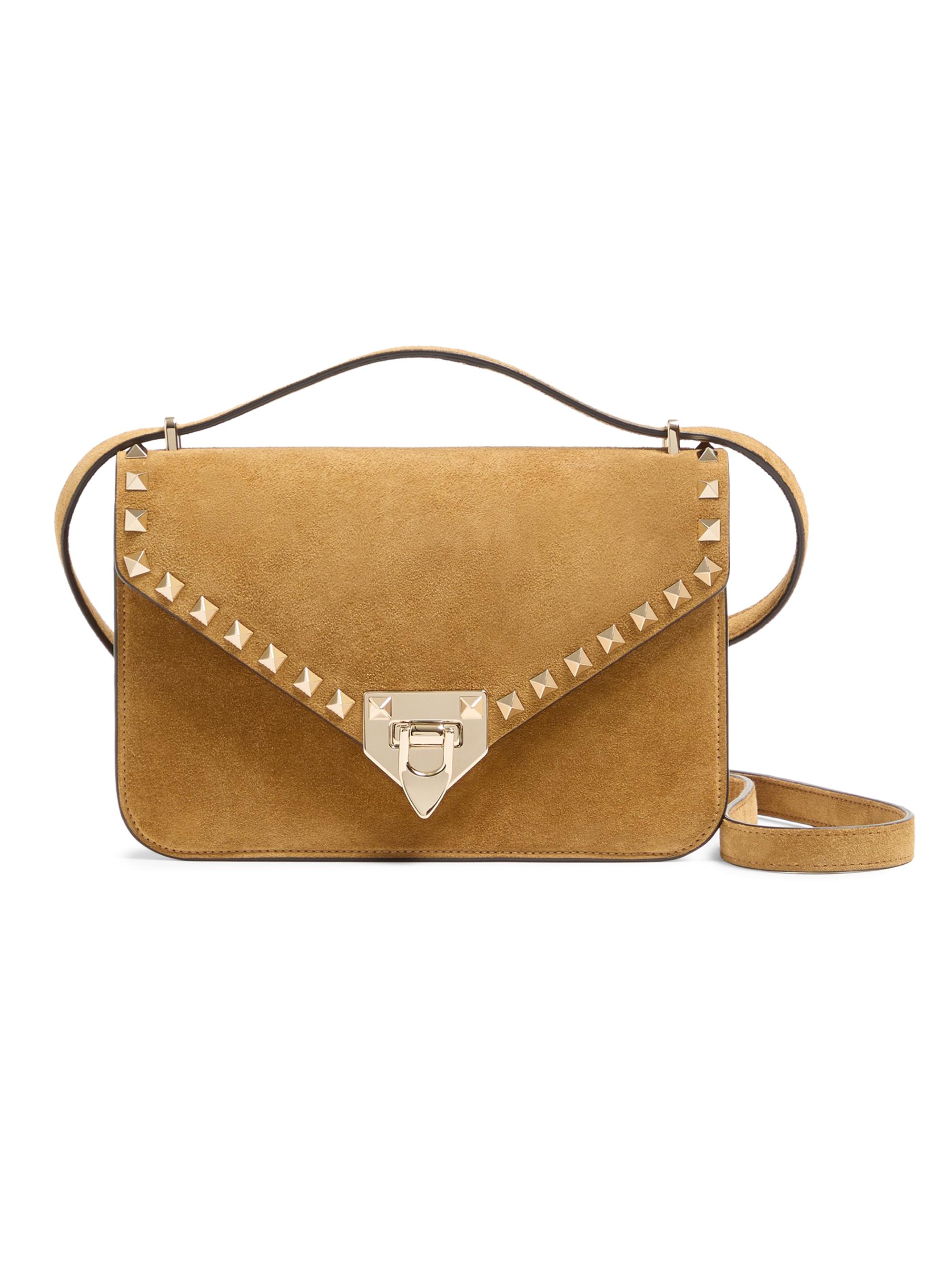 Valentino Garavani Women's Rockstud  Suede Crossbody Bag - Havana Beige