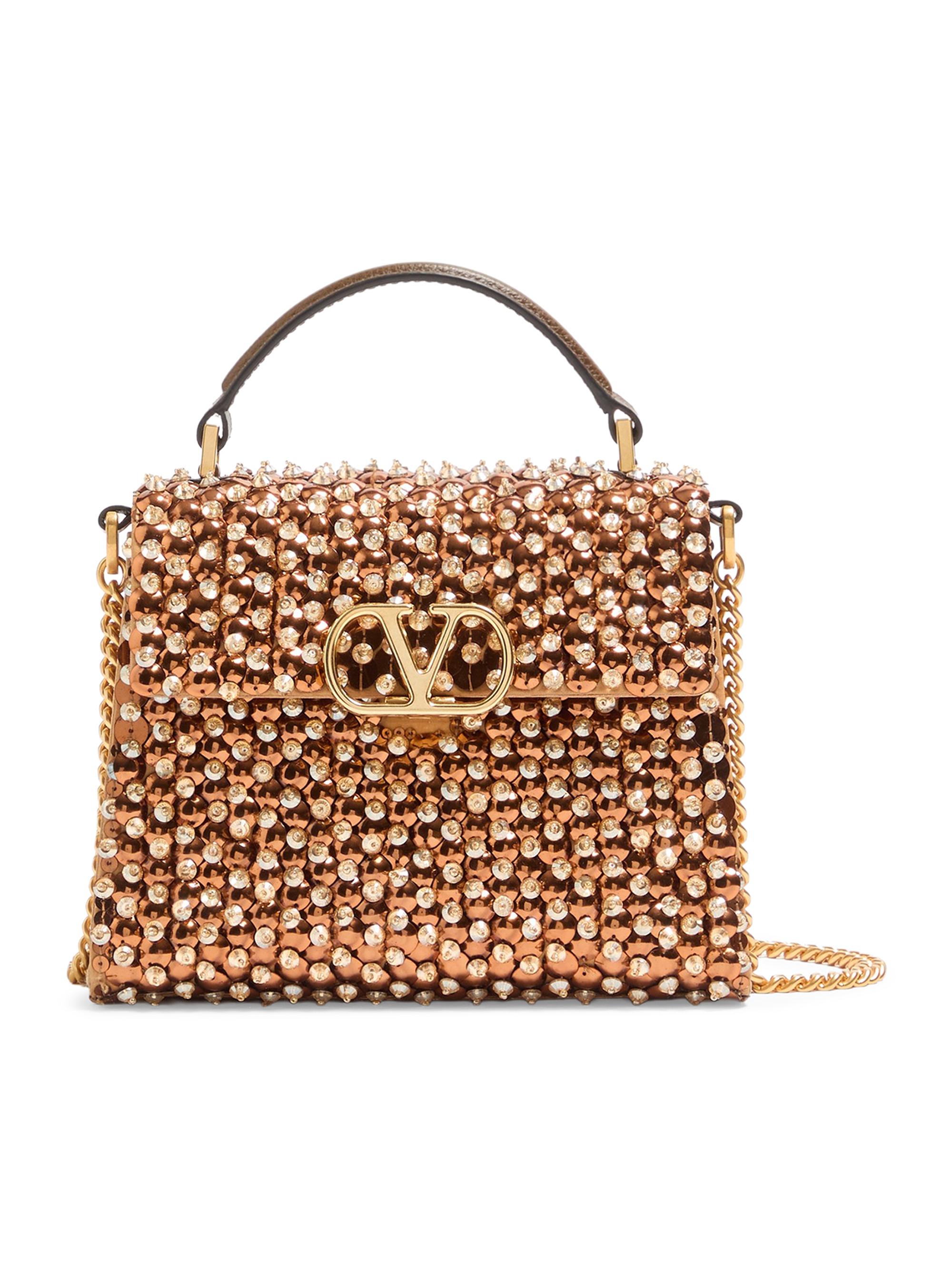 Valentino Garavani Women's V-Sling Embroidered Mini Top Handle Handbag - Gold
