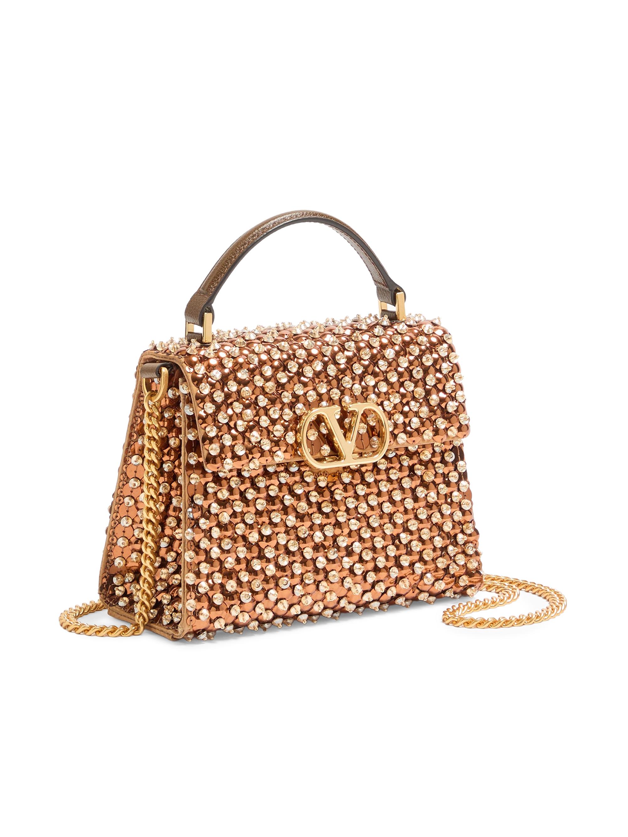Valentino Garavani Women's V-Sling Embroidered Mini Top Handle Handbag - Gold | Thumbnail 2