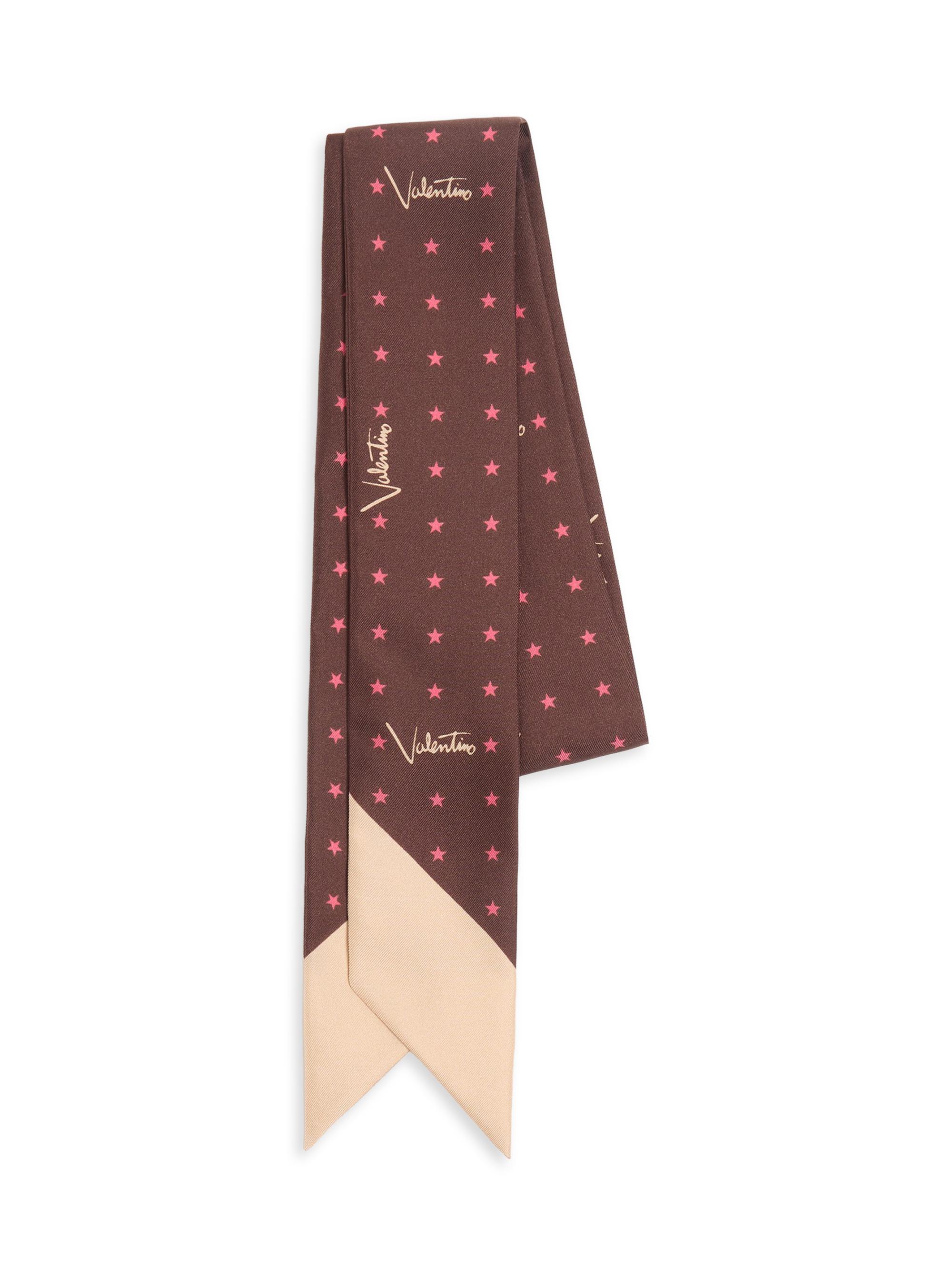 Valentino Garavani Women's Stelline E-Firma Starry Silk Bandeau Scarf - Chocolate Beige