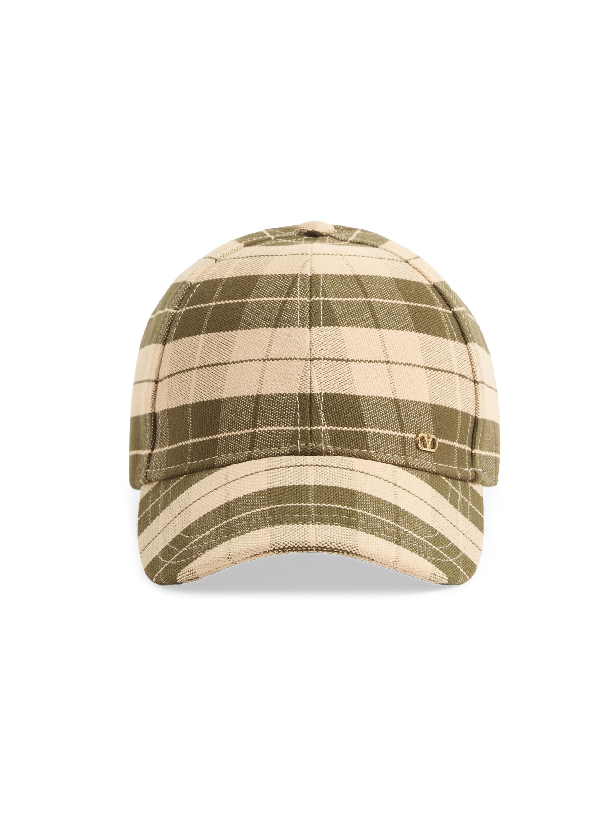 Valentino Garavani Men's VLogo Signature Baseball Cap in Check Fabric - Green Beige | Thumbnail 5