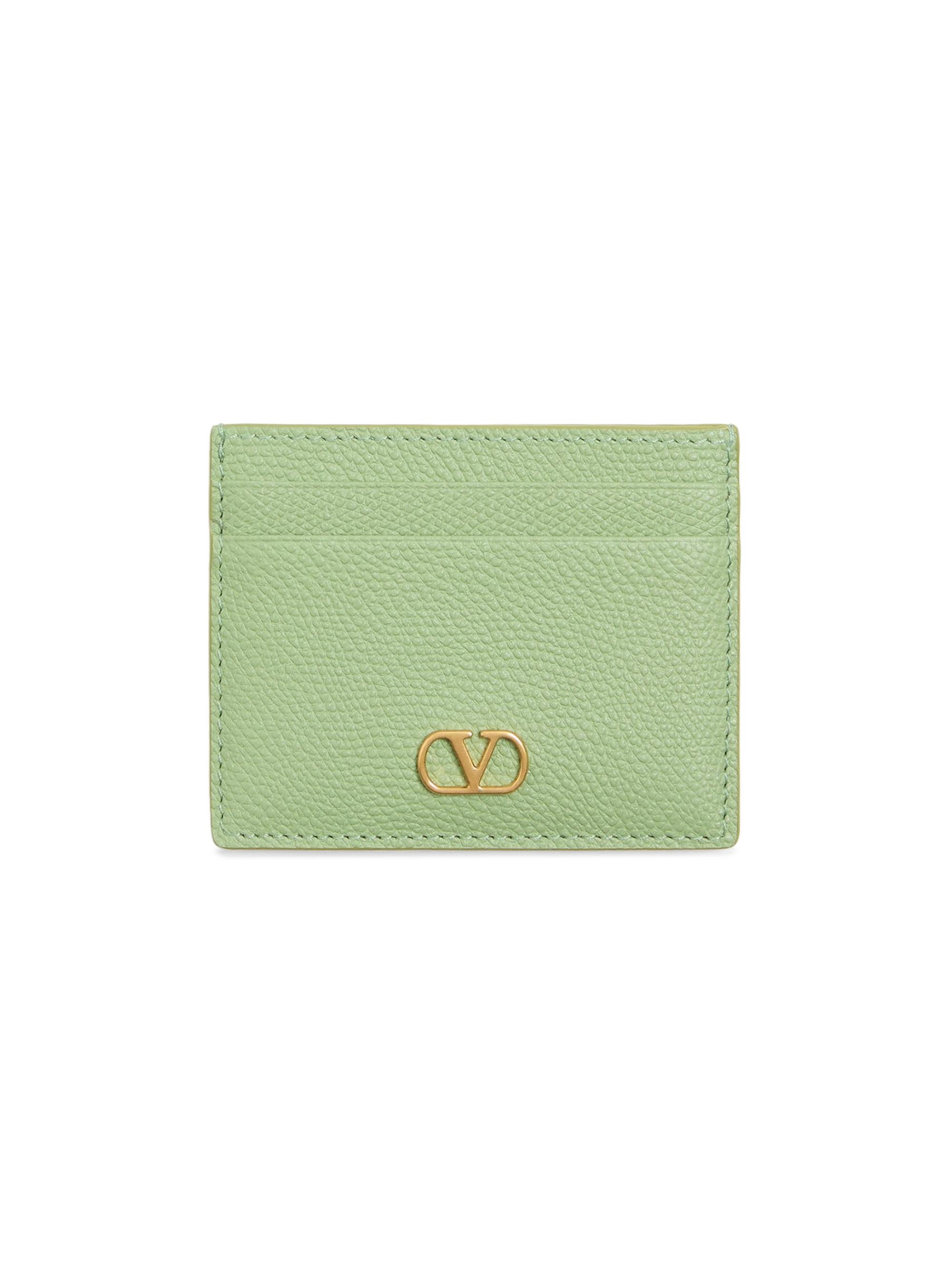 Valentino Garavani Women's VLogo Signature Grainy Calfskin Card Holder - Mint